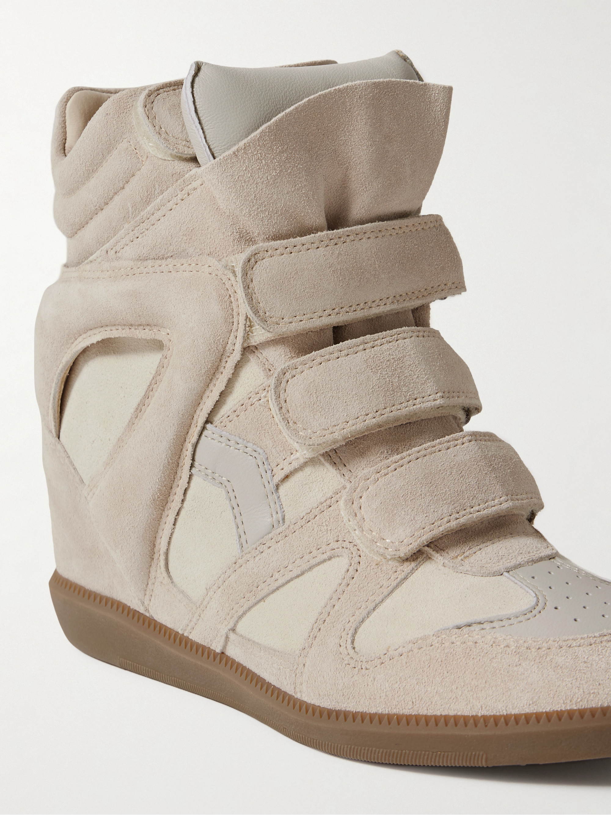 Isabel Marant Bekett leather-trimmed suede wedge sneakers thumbnail