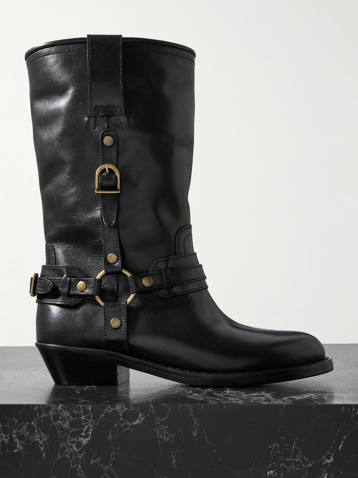 Isabel Marant Knee-high Leather Boots With Buckle Detail In Black