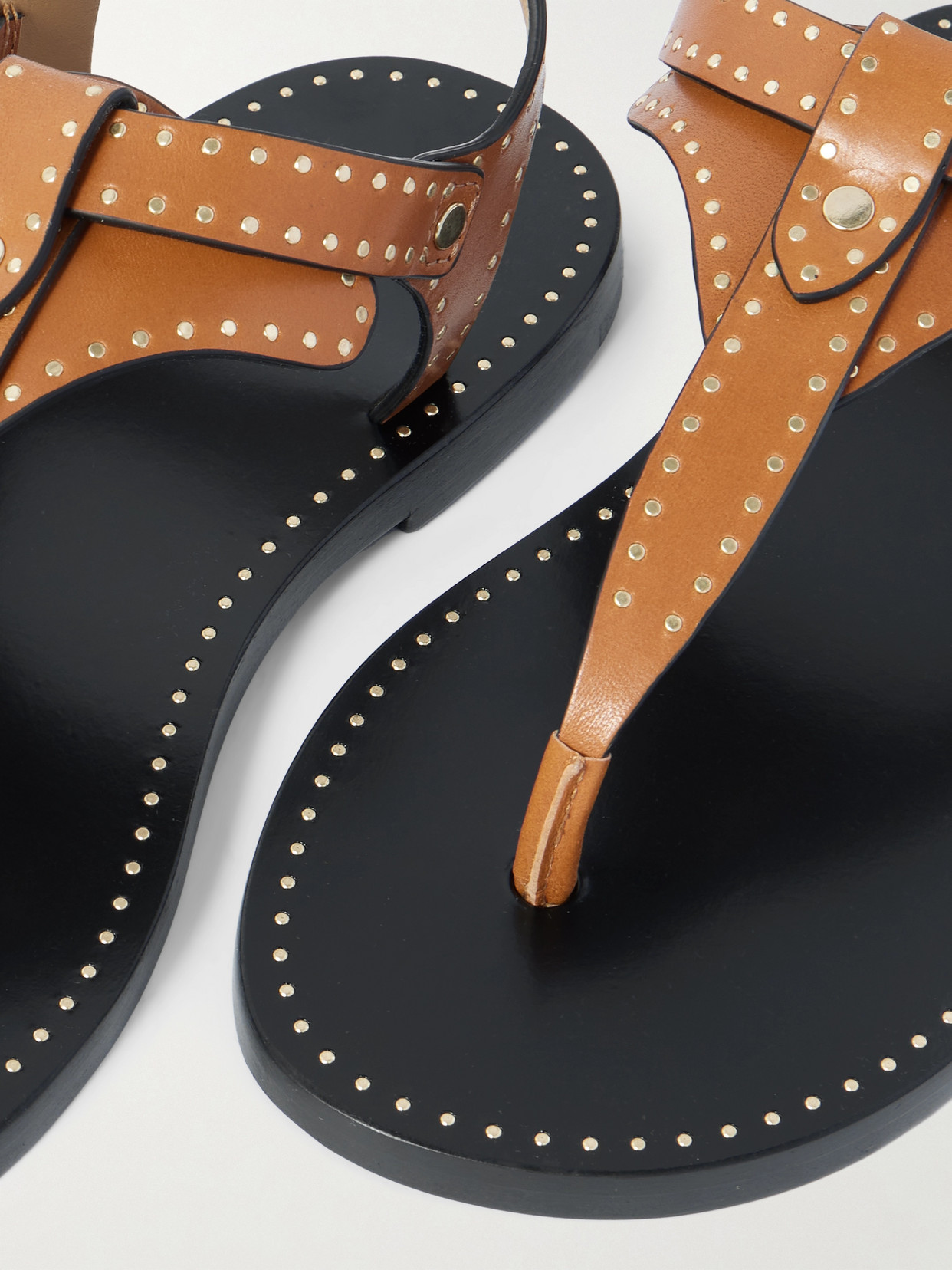 Isabel Marant 'jooni' Brown Sandals With Buckle Closure And Metal Studs In Leather Woman In Brown