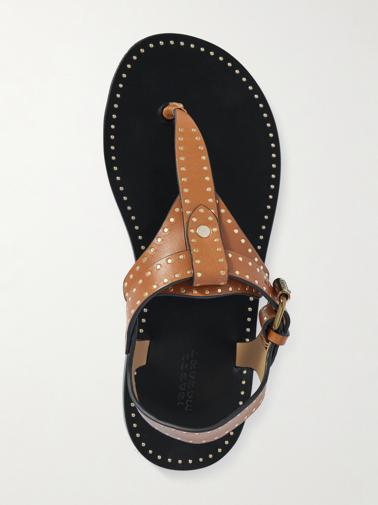 Isabel Marant 'jooni' Brown Sandals With Buckle Closure And Metal Studs In Leather Woman In Brown