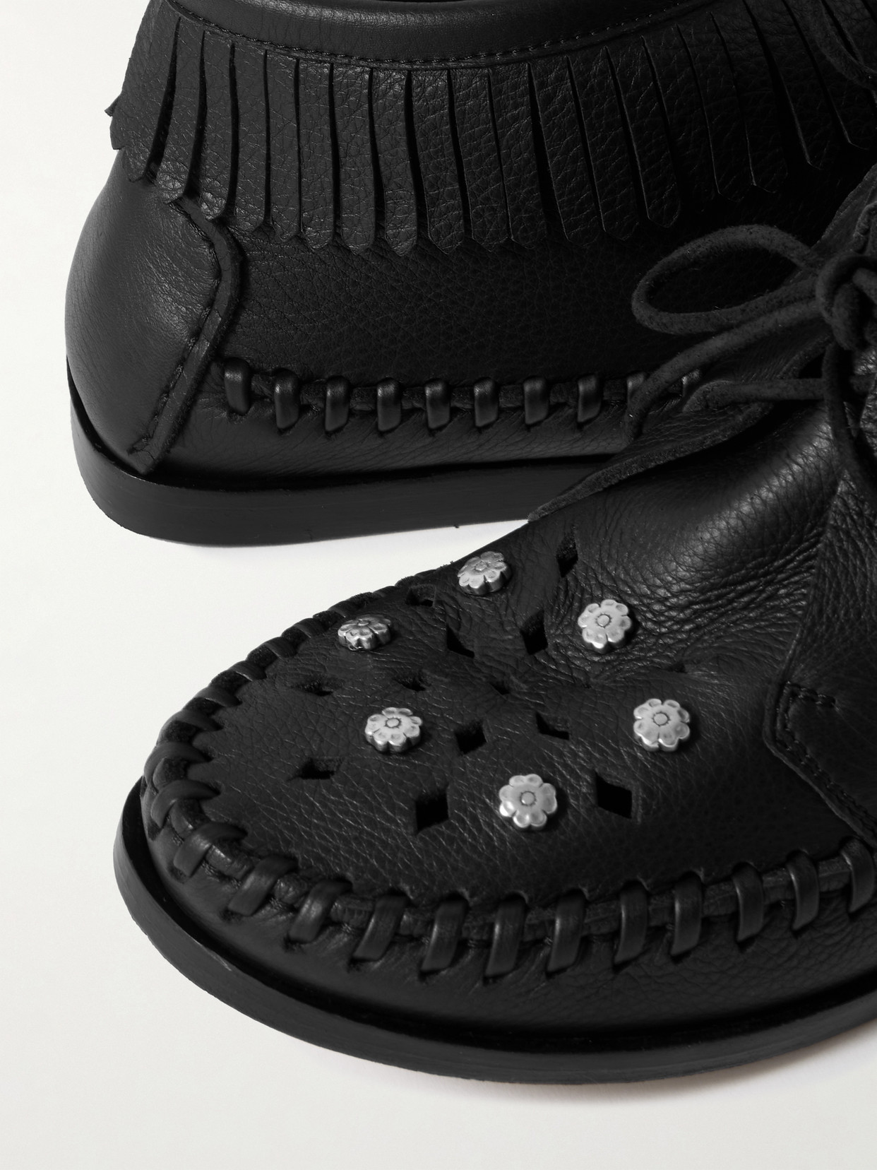 Isabel Marant Felsa Fringed Embellished Leather Ankle Boots In Black