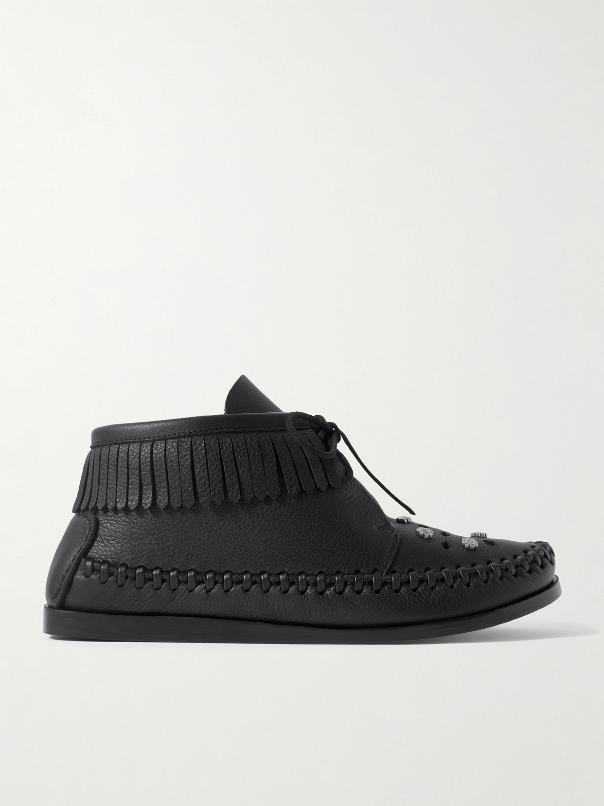 Isabel Marant Felsa Fringed Embellished Leather Ankle Boots In Black