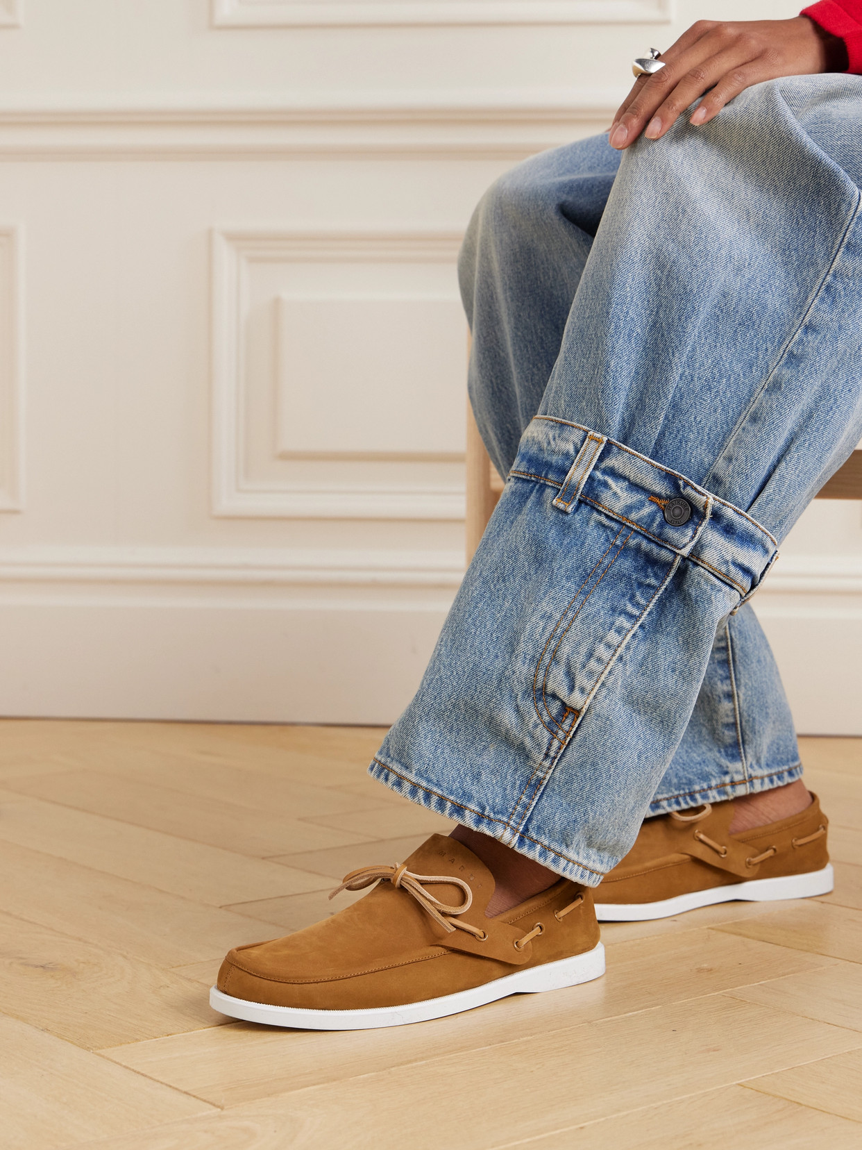 Marni Deconstructed Nubuck Boat Loafers With Leather Laces In Brown