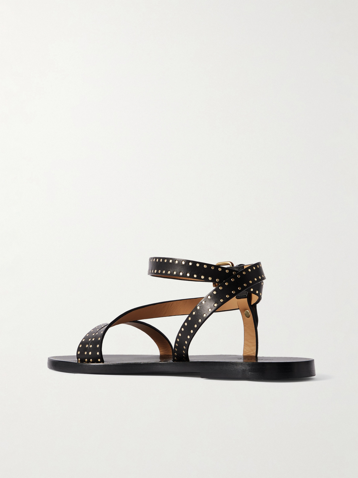 Isabel Marant Black Leather Sandals With Metallic Studs In Black