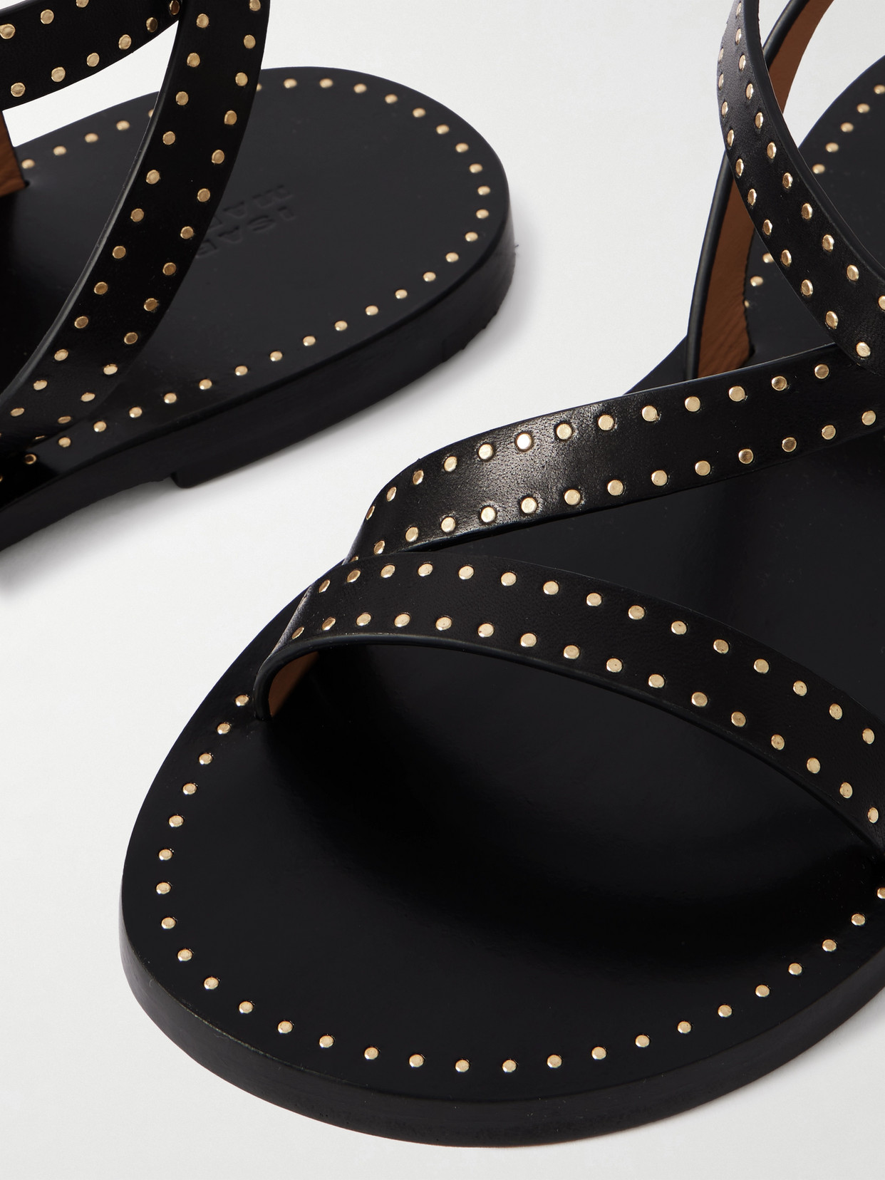 Isabel Marant Black Leather Sandals With Metallic Studs In Black