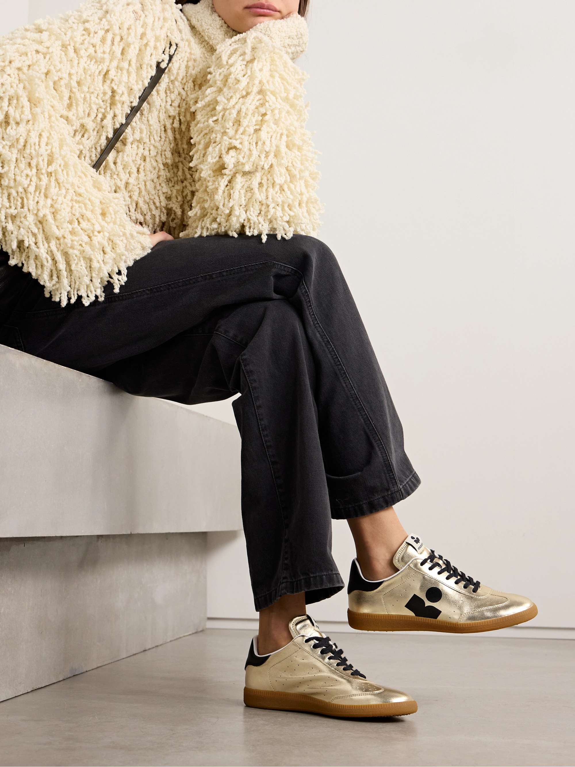 ISABEL MARANT Kaycee metallic leather sneakers | NET-A-PORTER