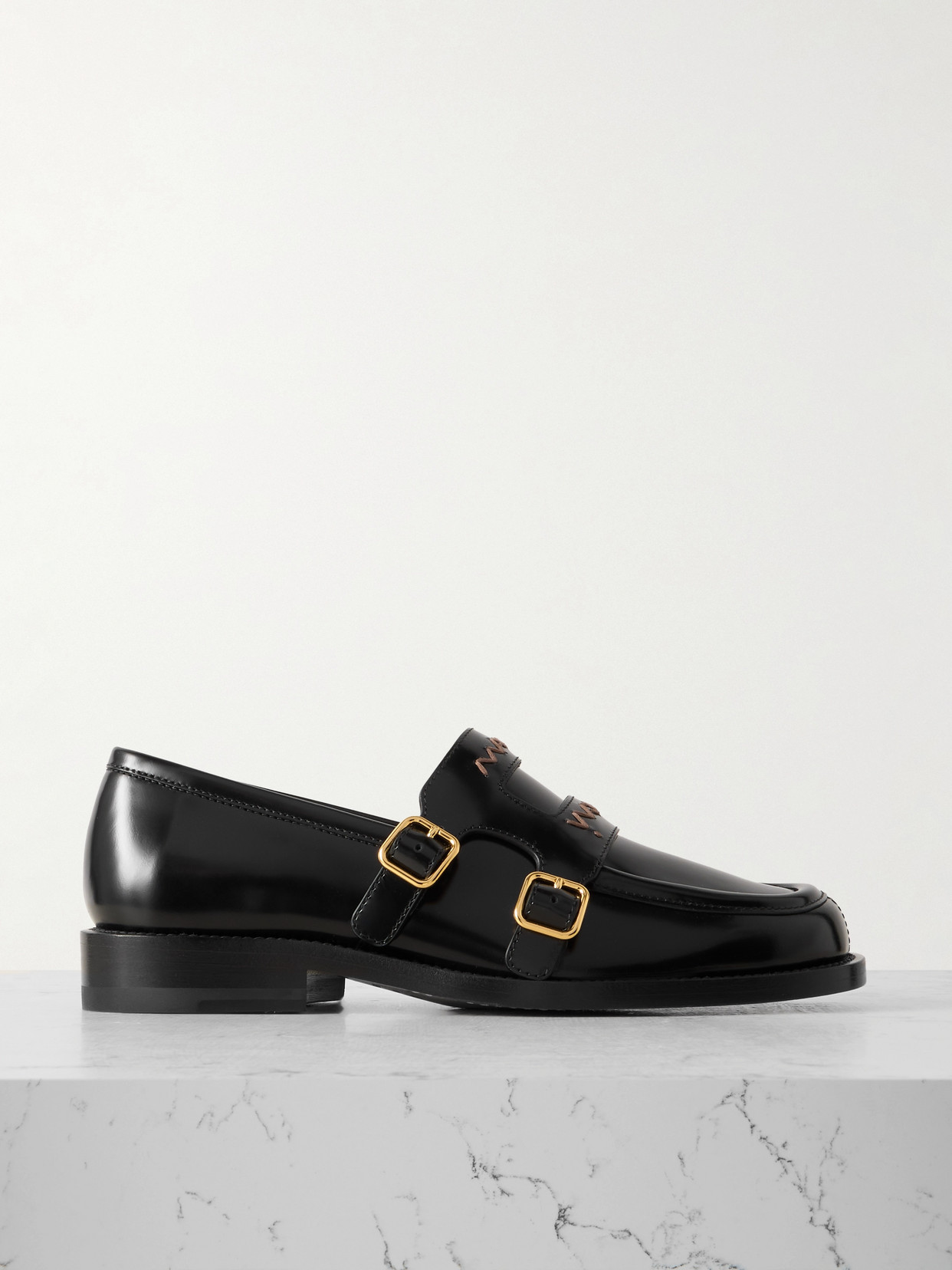Marni Leather Slip-on Shoes In Black