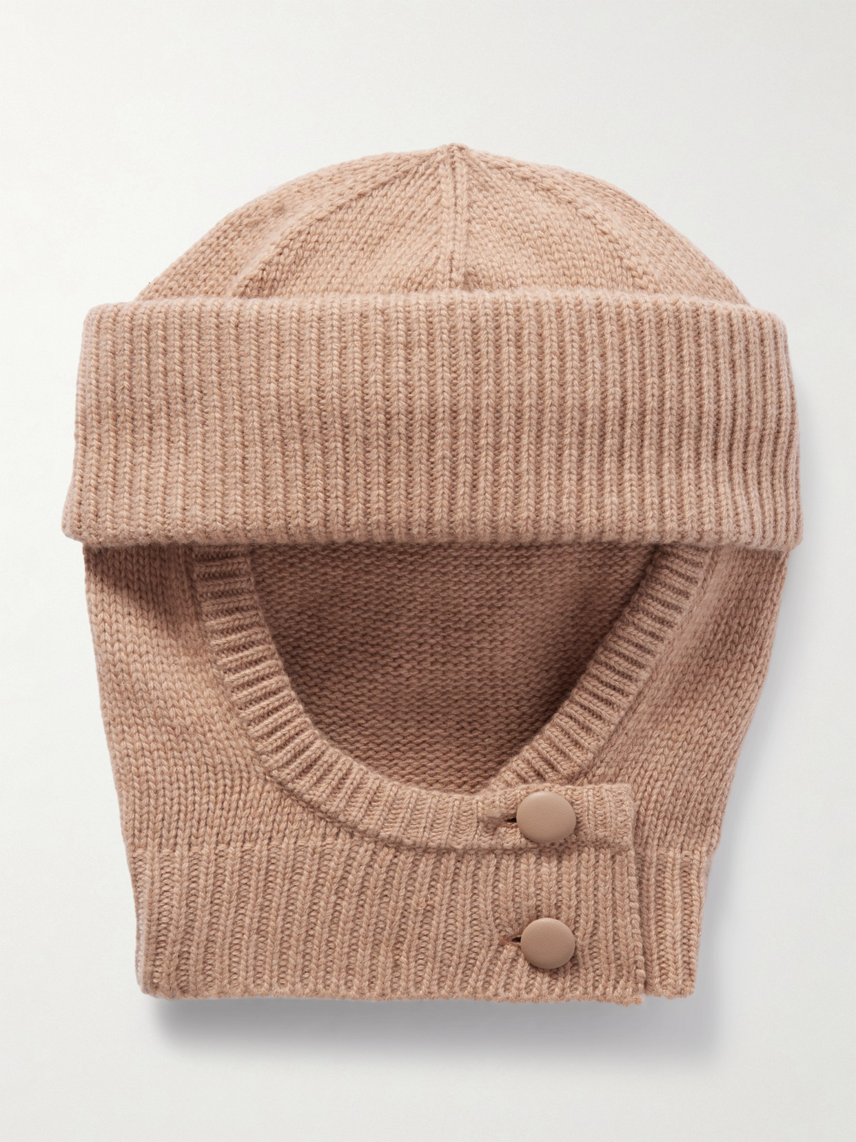 Chloé Ribbed Merino Wool And Cashmere-blend Balaclava In Neutrals