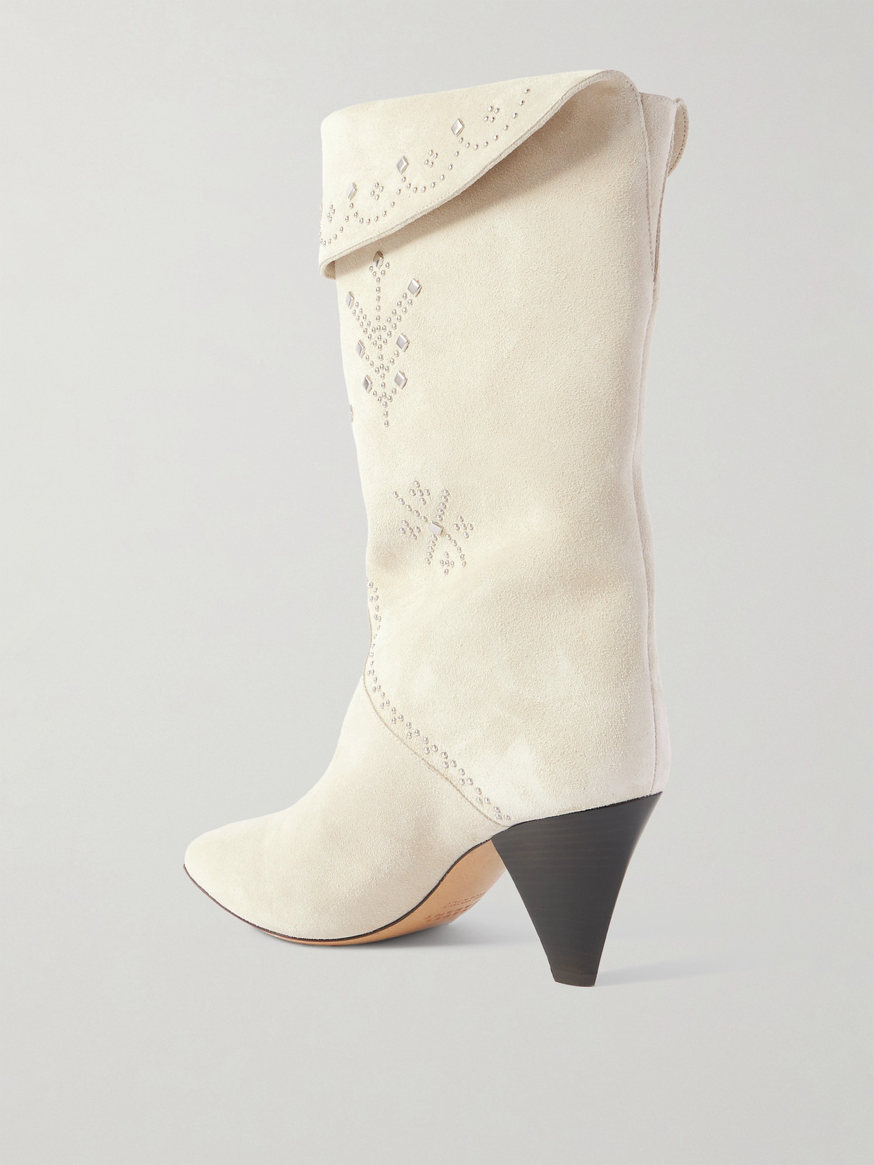 Isabel Marant Lirina Embellished Suede Ankle Boots In Cream