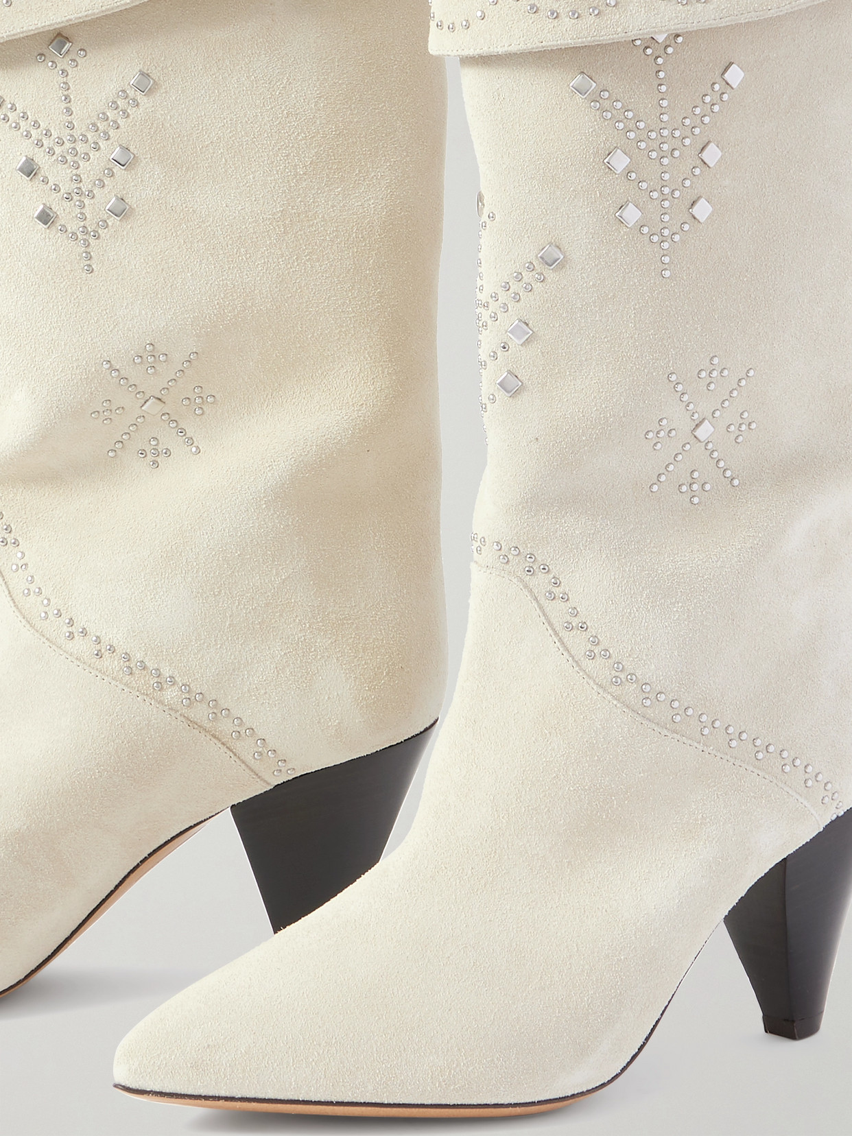 Isabel Marant Lirina Embellished Suede Ankle Boots In Cream