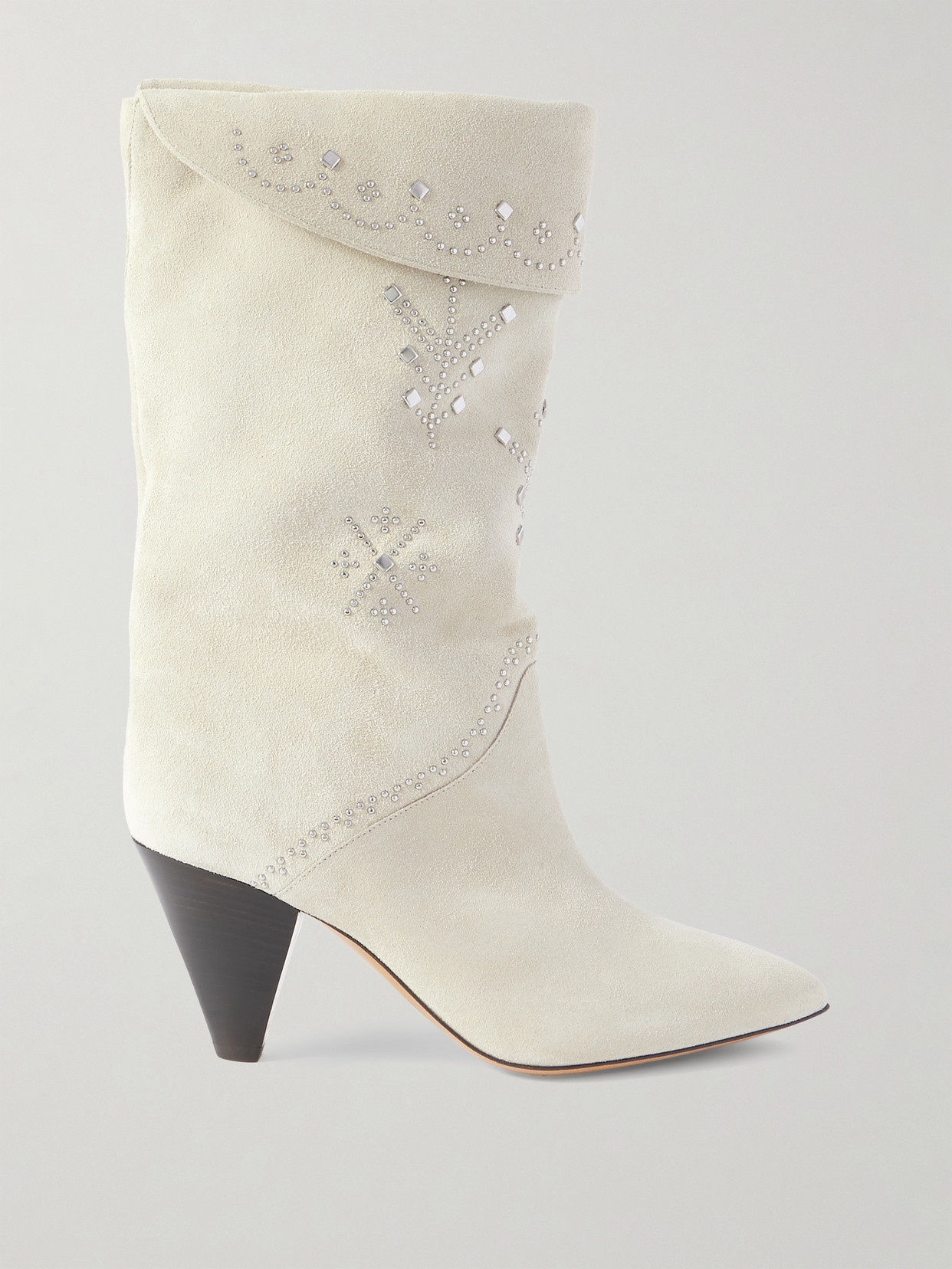 Isabel Marant Lirina Embellished Suede Ankle Boots In Cream