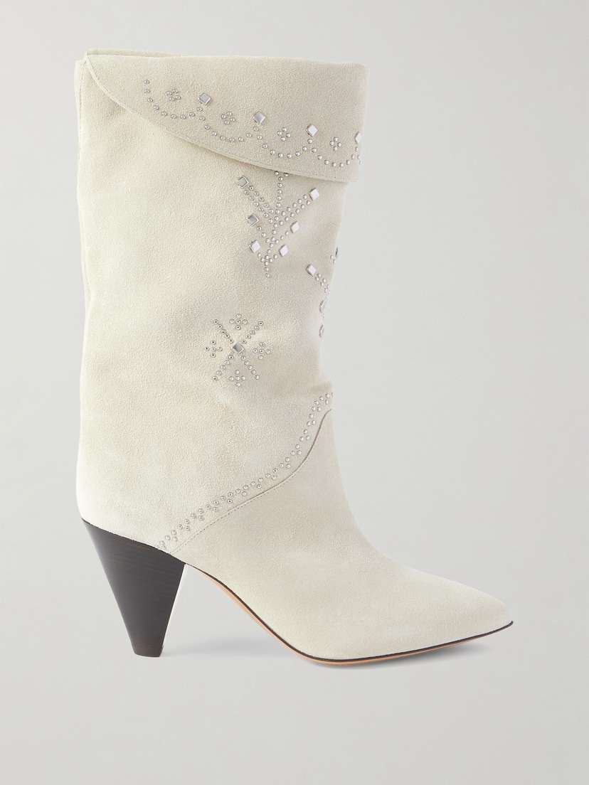 Isabel Marant Lirina Embellished Suede Ankle Boots