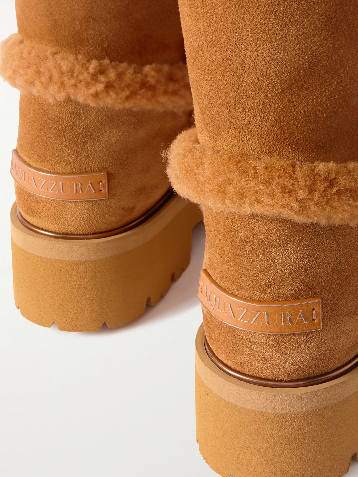 Aquazzura Teddi Shearling-trimmed Suede Ankle Boots In Brown