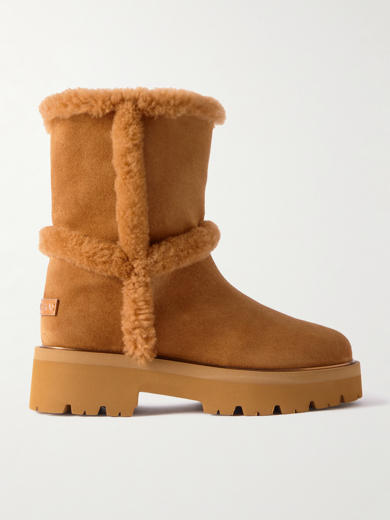 Aquazzura Teddi Shearling-trimmed Suede Ankle Boots In Brown