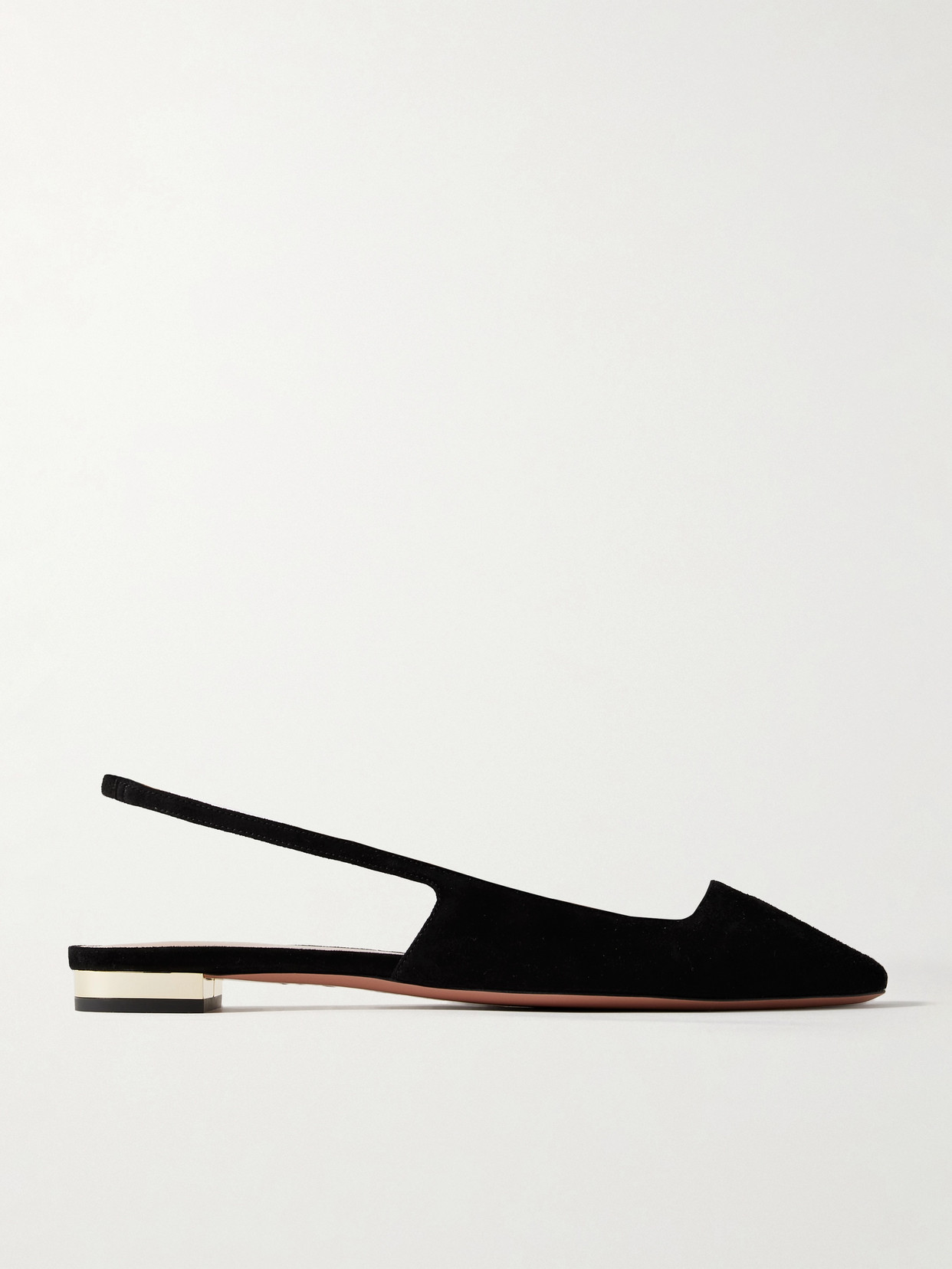 Aquazzura + Alex Rivière Suede Slingback Flats In Black