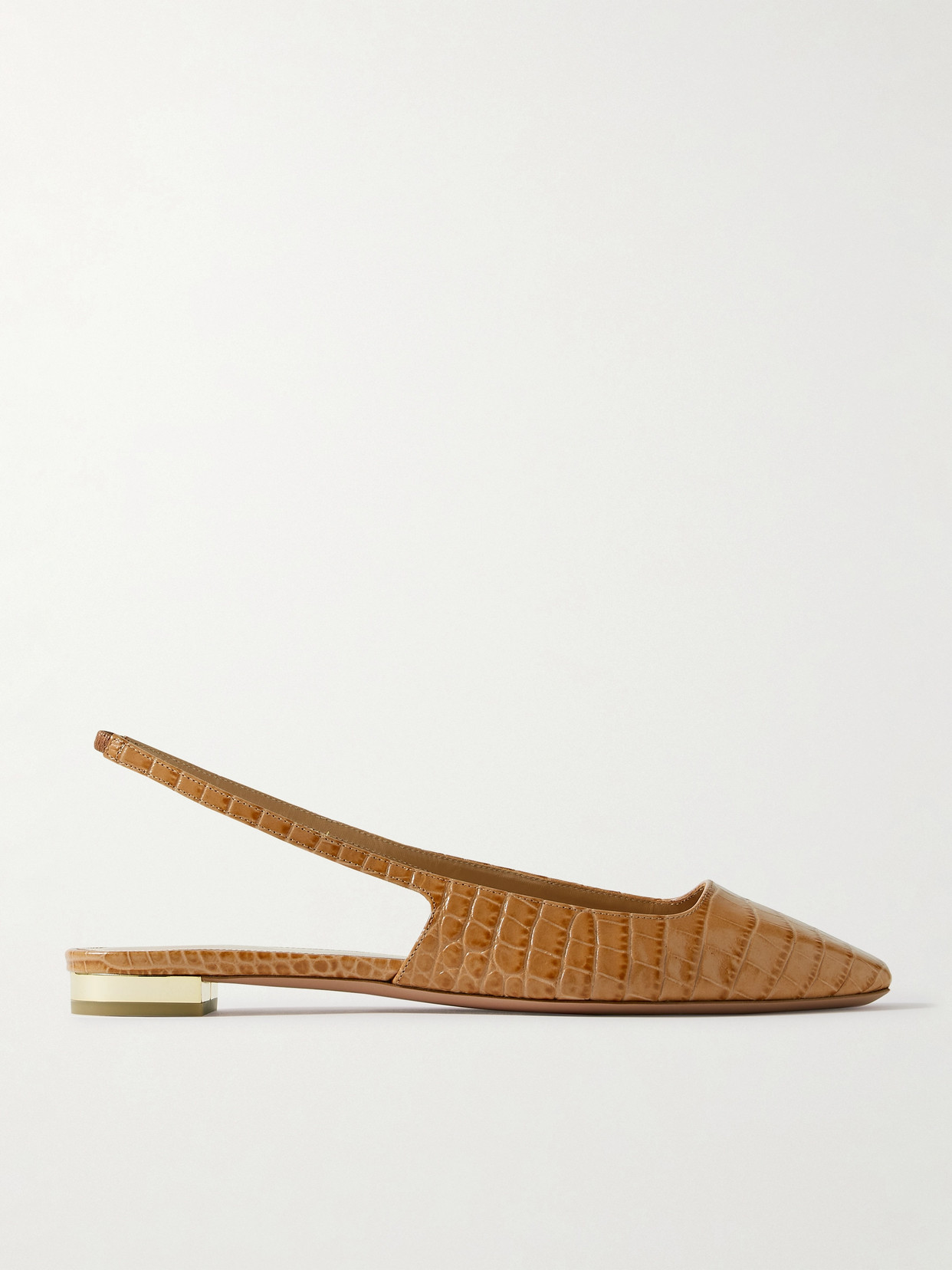 Aquazzura - + Alex Rivière Croc-effect Leather Slingback Flats - Brown