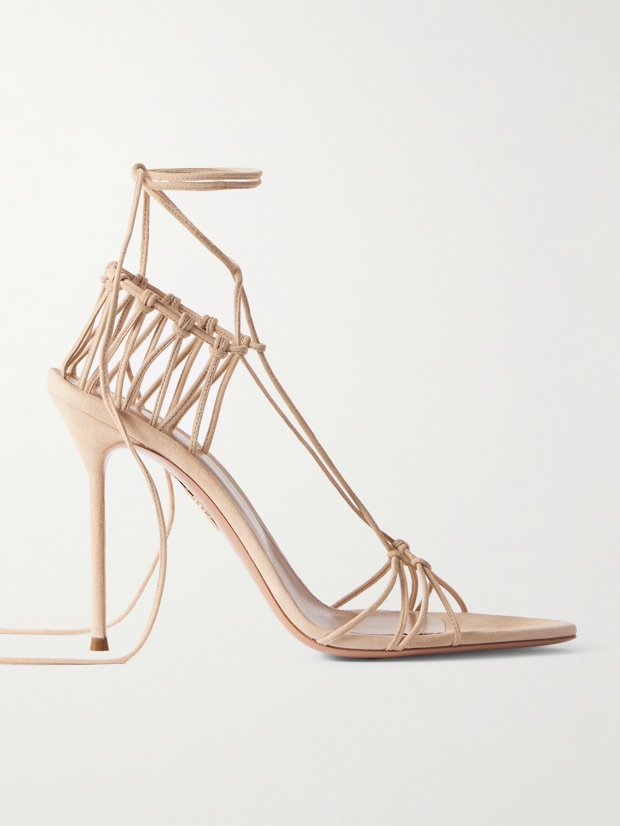 Aquazzura + Alex Rivière 105 Cutout Suede Sandals In Neutrals