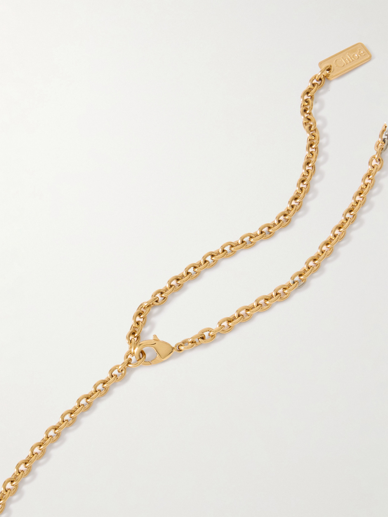 CHLOÉ BEAD-EMBELLISHED TASSEL GOLD-TONE NECKLACE