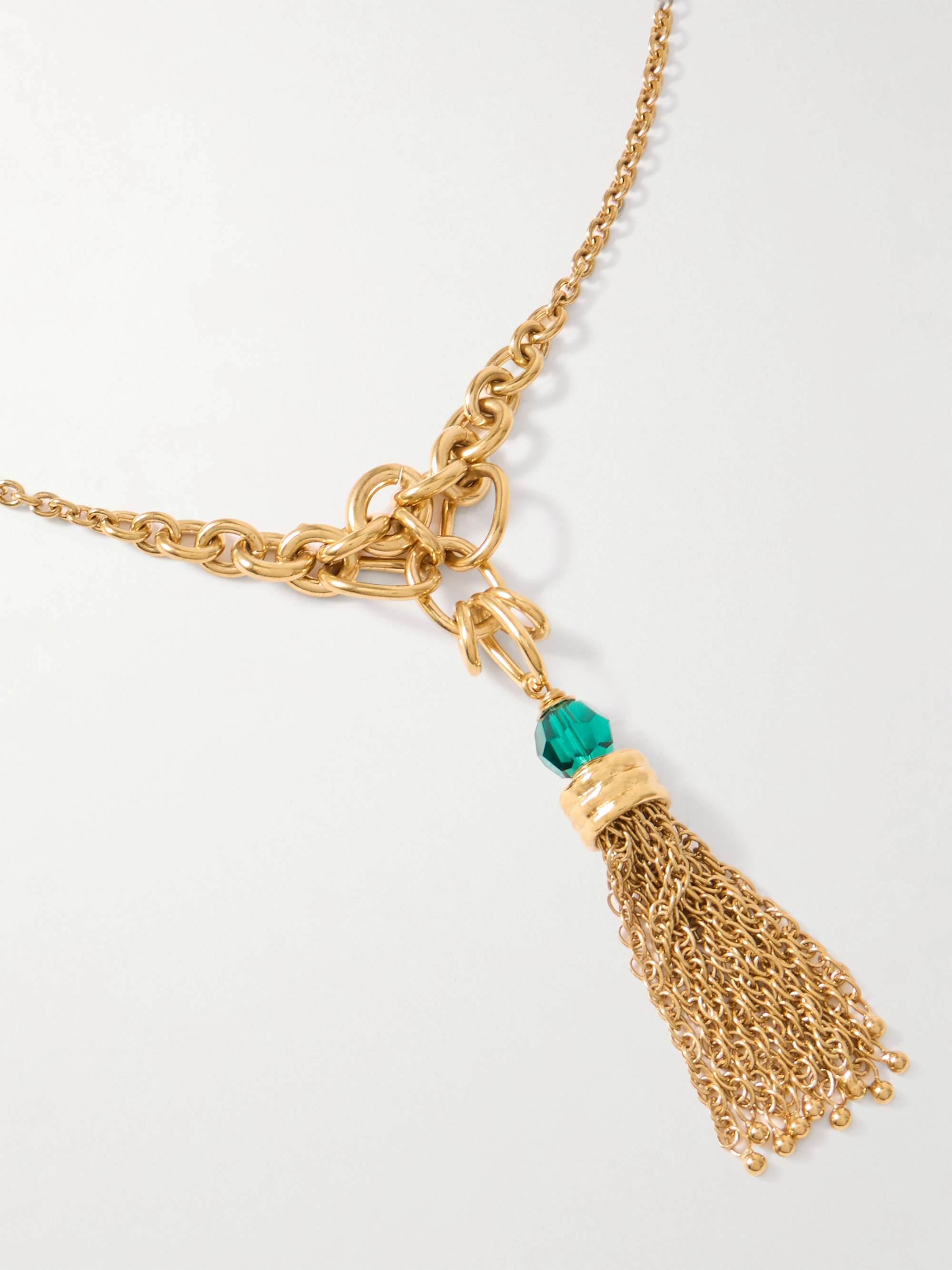 CHLOÉ Bead-embellished tassel gold-tone necklace | NET-A-PORTER CHLOÉ Bead-embellished tassel gold-tone necklace | NET-A-PORTER