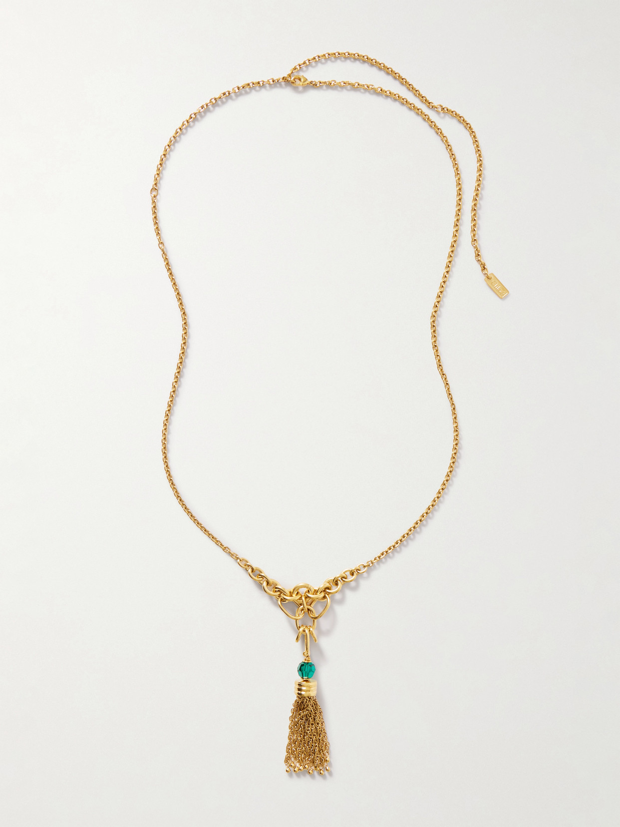 Chloé Bead-embellished Tassel Gold-tone Necklace