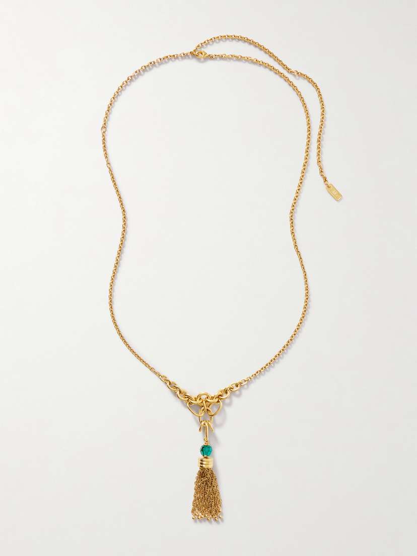 Chloé Bead-embellished Tassel Gold-tone Necklace