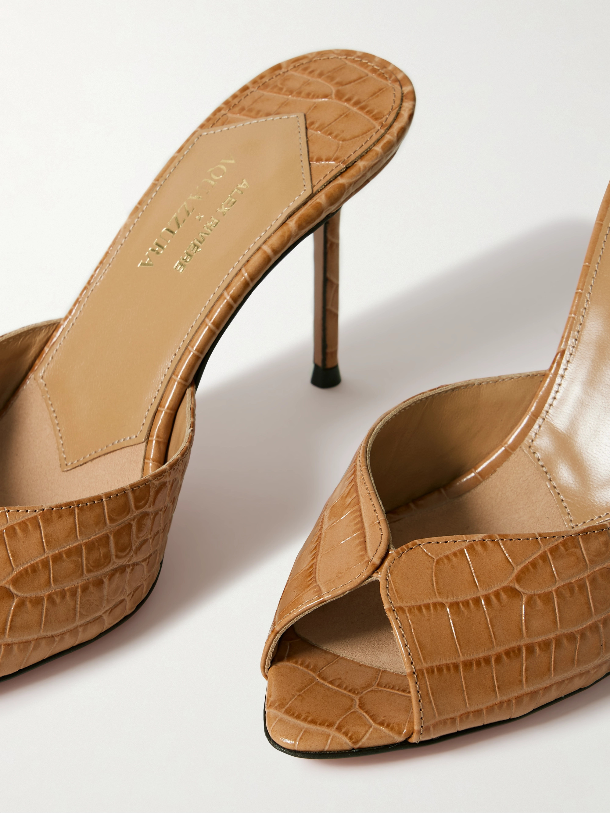AQUAZZURA + Alex Rivière 85 croc-effect leather mules