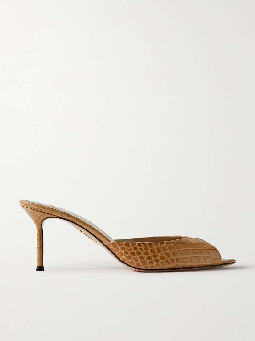 Aquazzura + Alex Rivière 85 Croc-effect Leather Mules