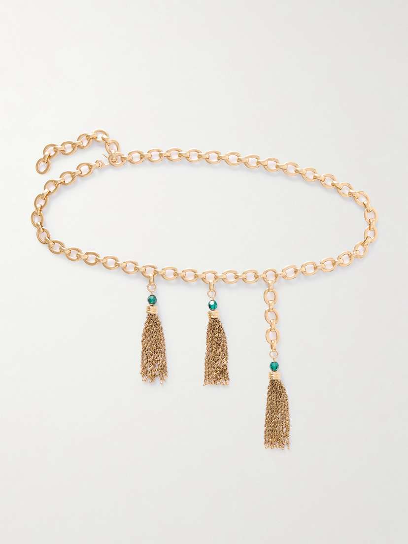 Chloé Fringed Crystal-embellished Gold-tone Belt