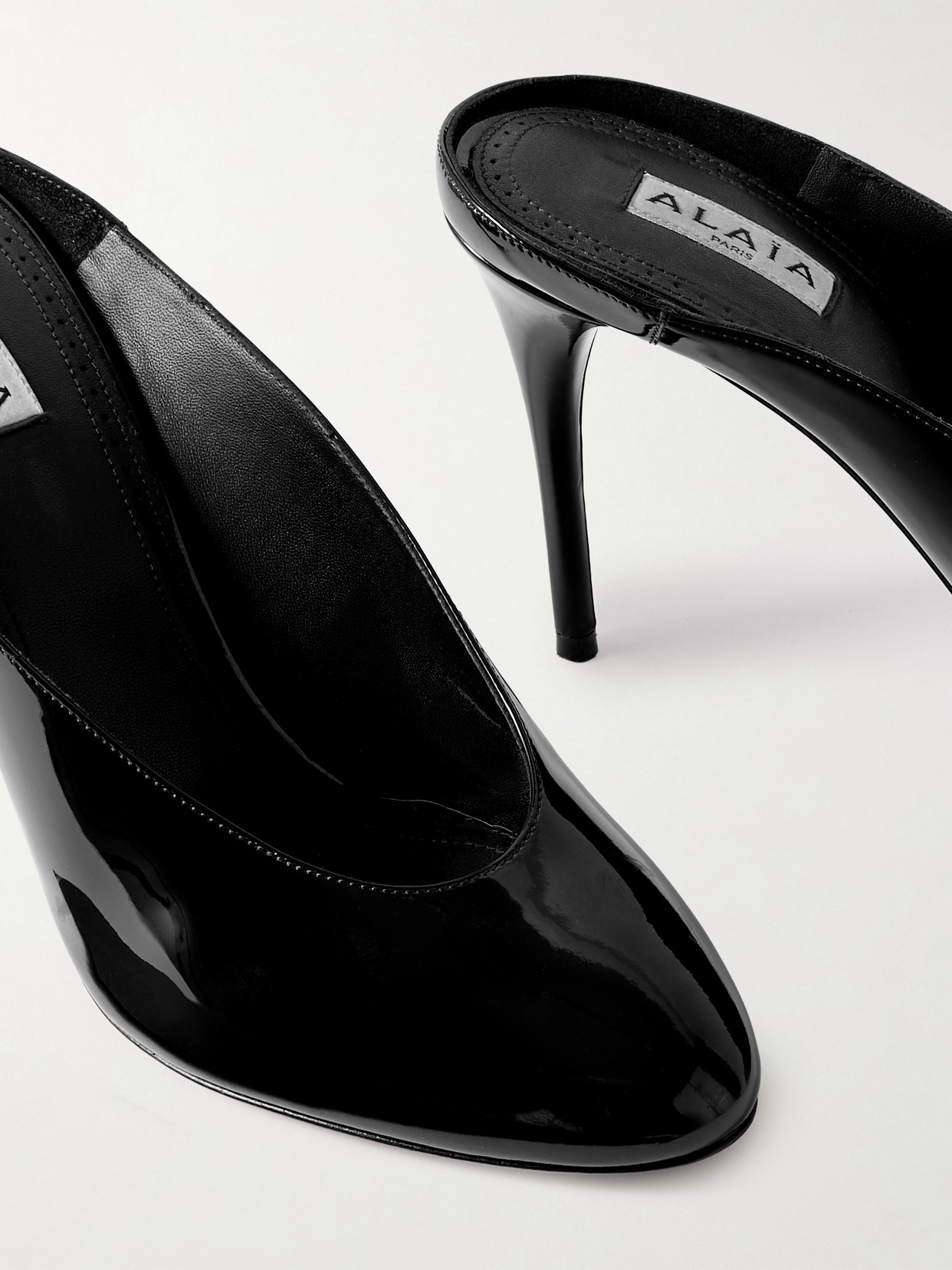 Alaïa Patent Leather Decollete Mules 90 In Black