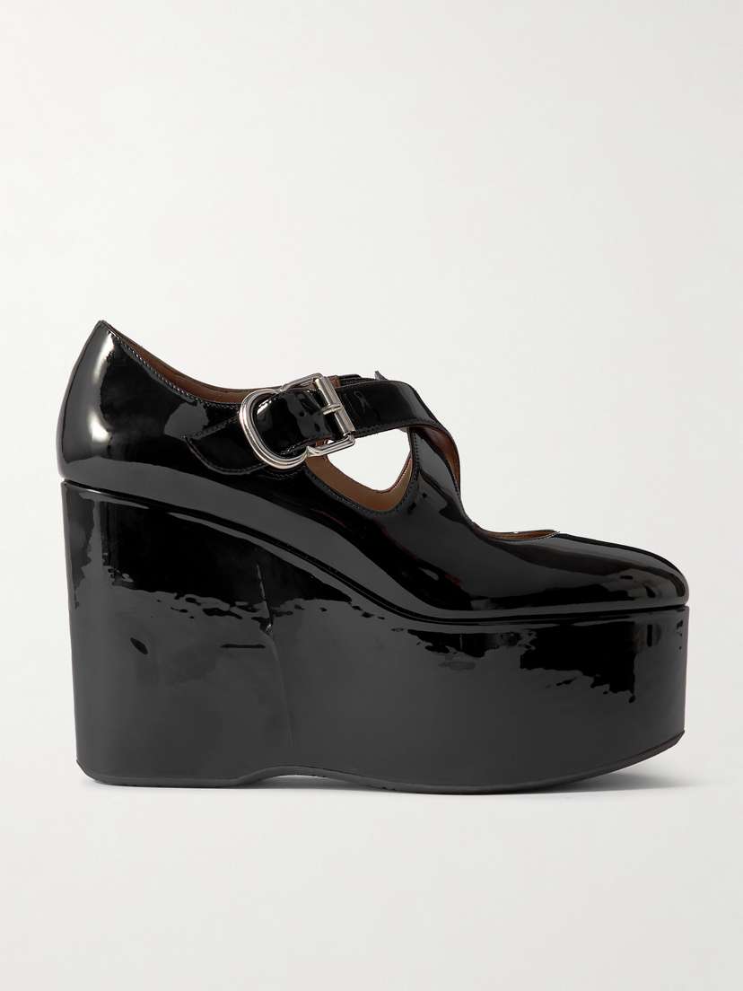 Alaïa 110 Patent-leather Platform Wedge Mary Jane Pumps