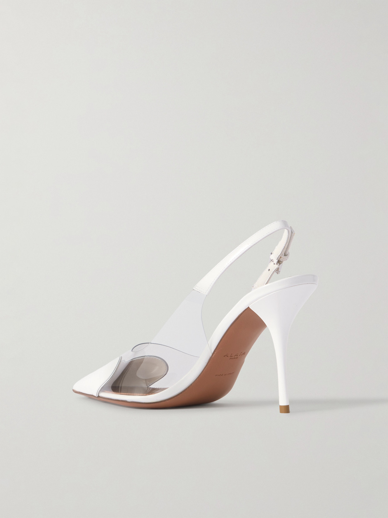 Shop Alaïa Le Cœur Leather And Pvc Slingback Pumps In White