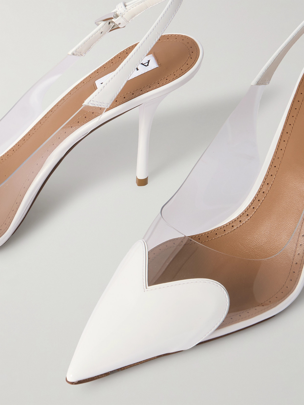 Shop Alaïa Le Cœur Leather And Pvc Slingback Pumps In White