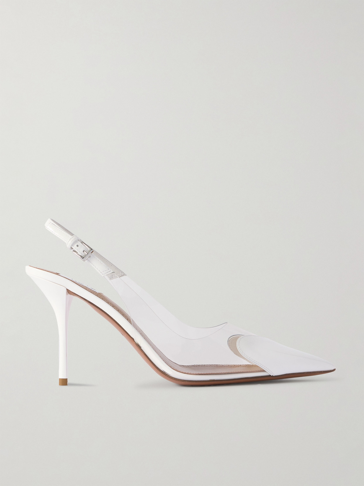 Shop Alaïa Le Cœur Leather And Pvc Slingback Pumps In White