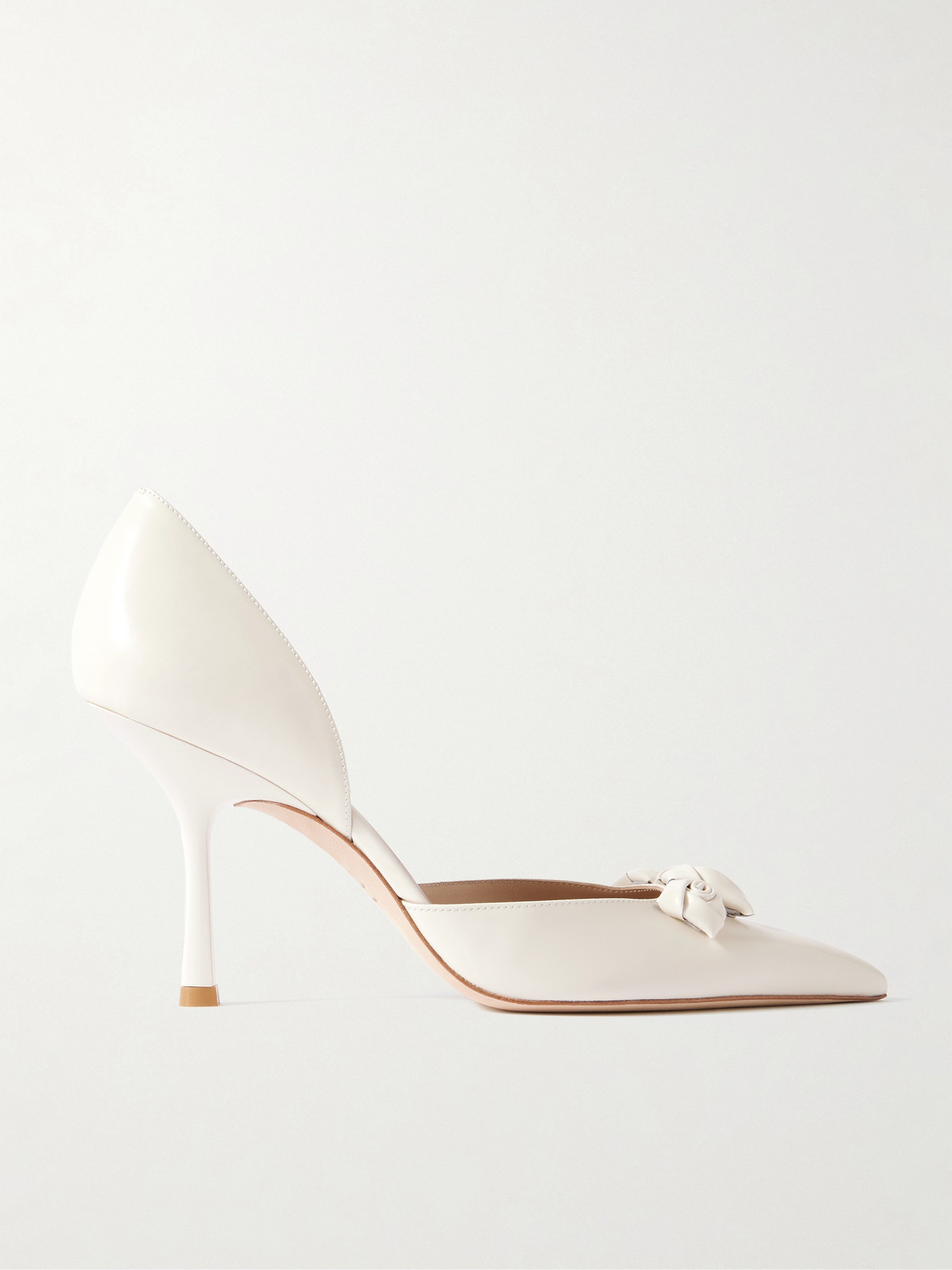 Stuart Weitzman Rosie D'orsay Appliquéd Leather Point-toe Pumps In Cream