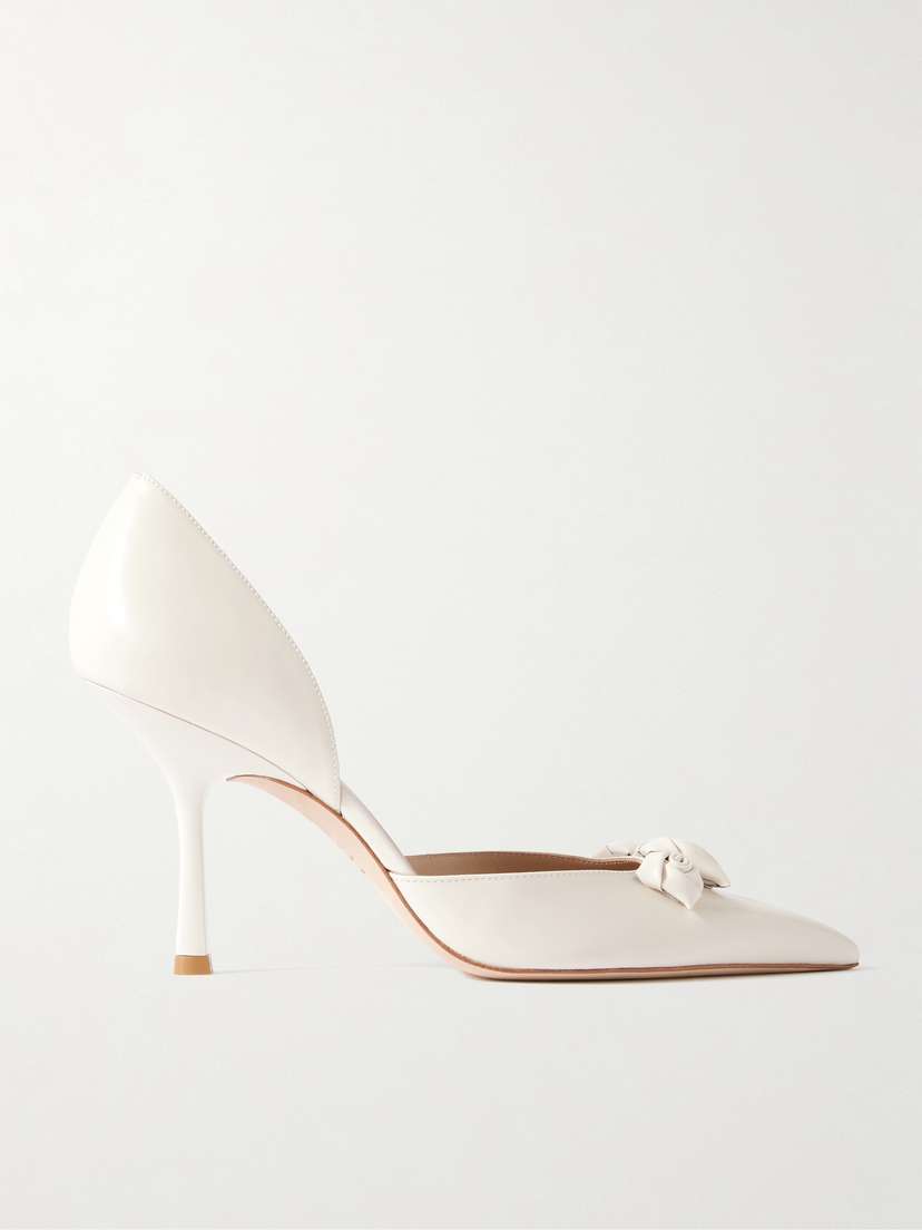 Stuart Weitzman Rosie D'orsay Appliquéd Leather Point-toe Pumps