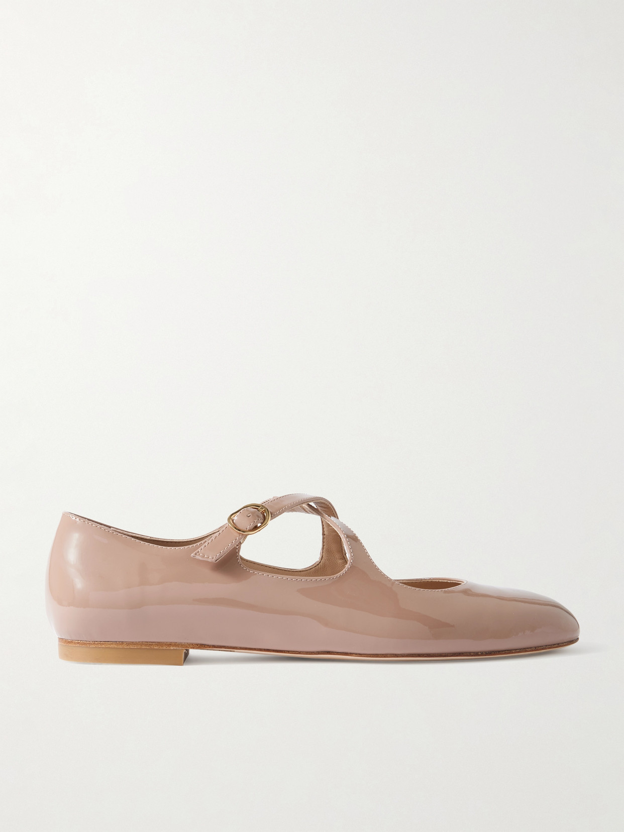 Stuart Weitzman Clem Patent-leather Mary Jane Ballet Flats In Pink