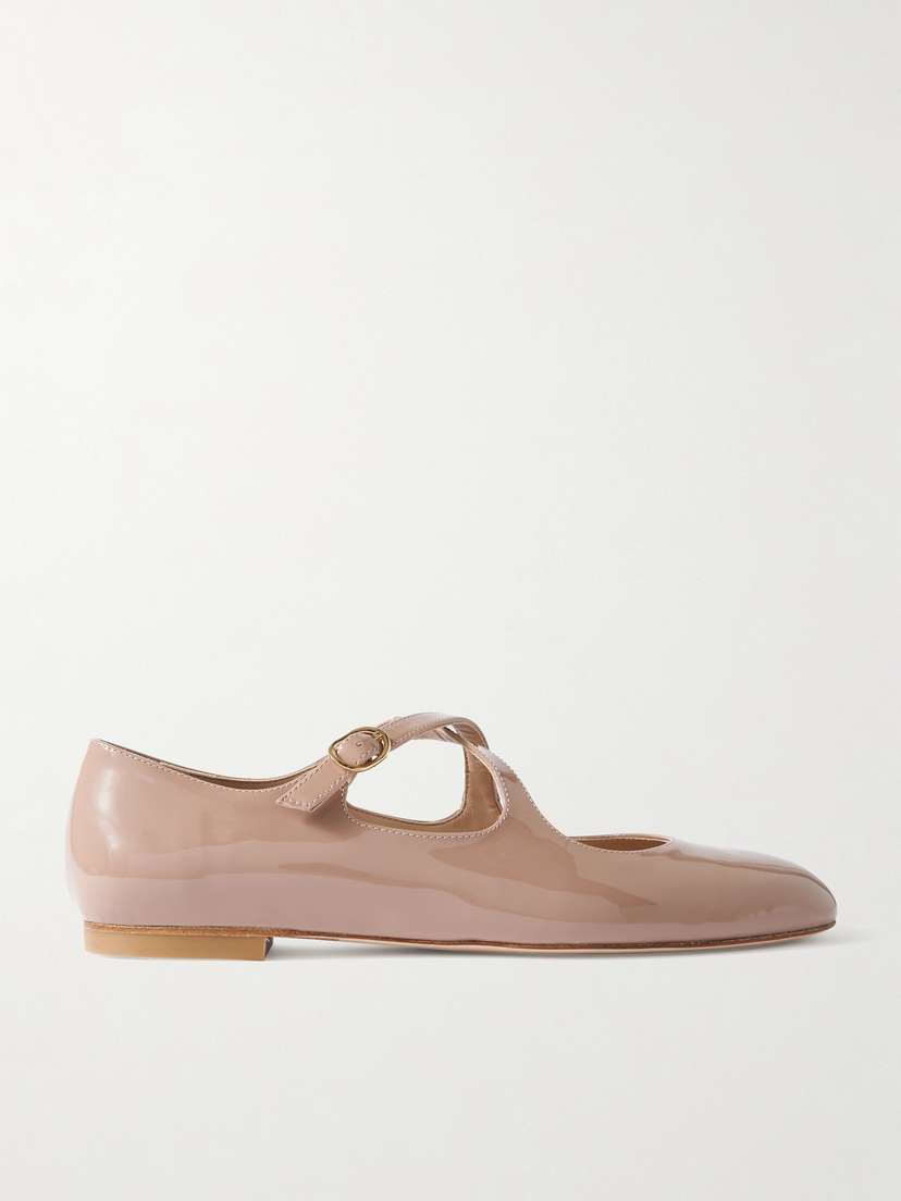 Stuart Weitzman Clem Patent-leather Mary Jane Ballet Flats