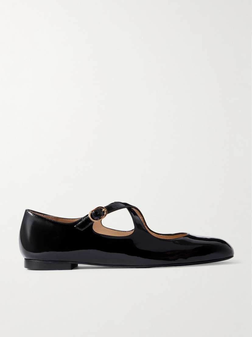 Stuart Weitzman Clem Patent-leather Mary-jane Ballet Flats