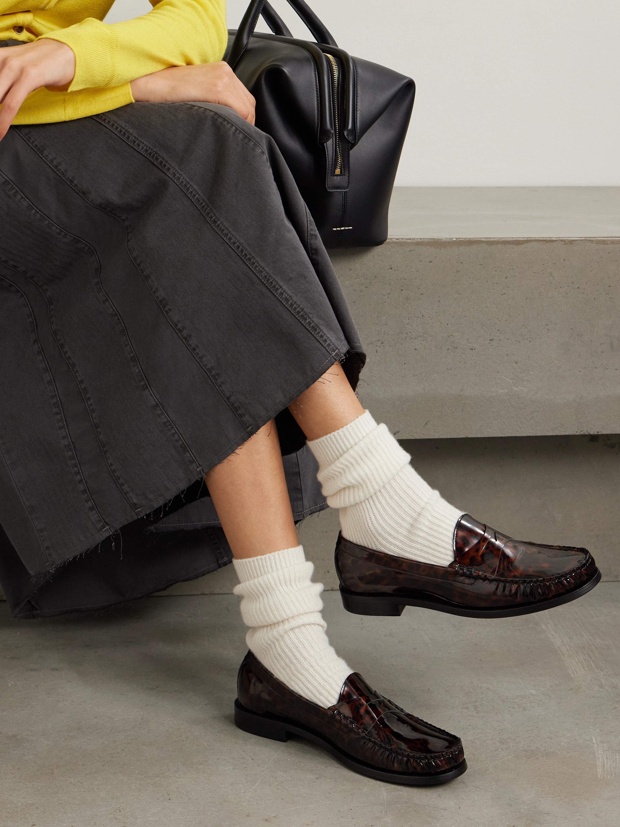Stuart Weitzman Lottie tortoiseshell patent-leather loafers thumbnail