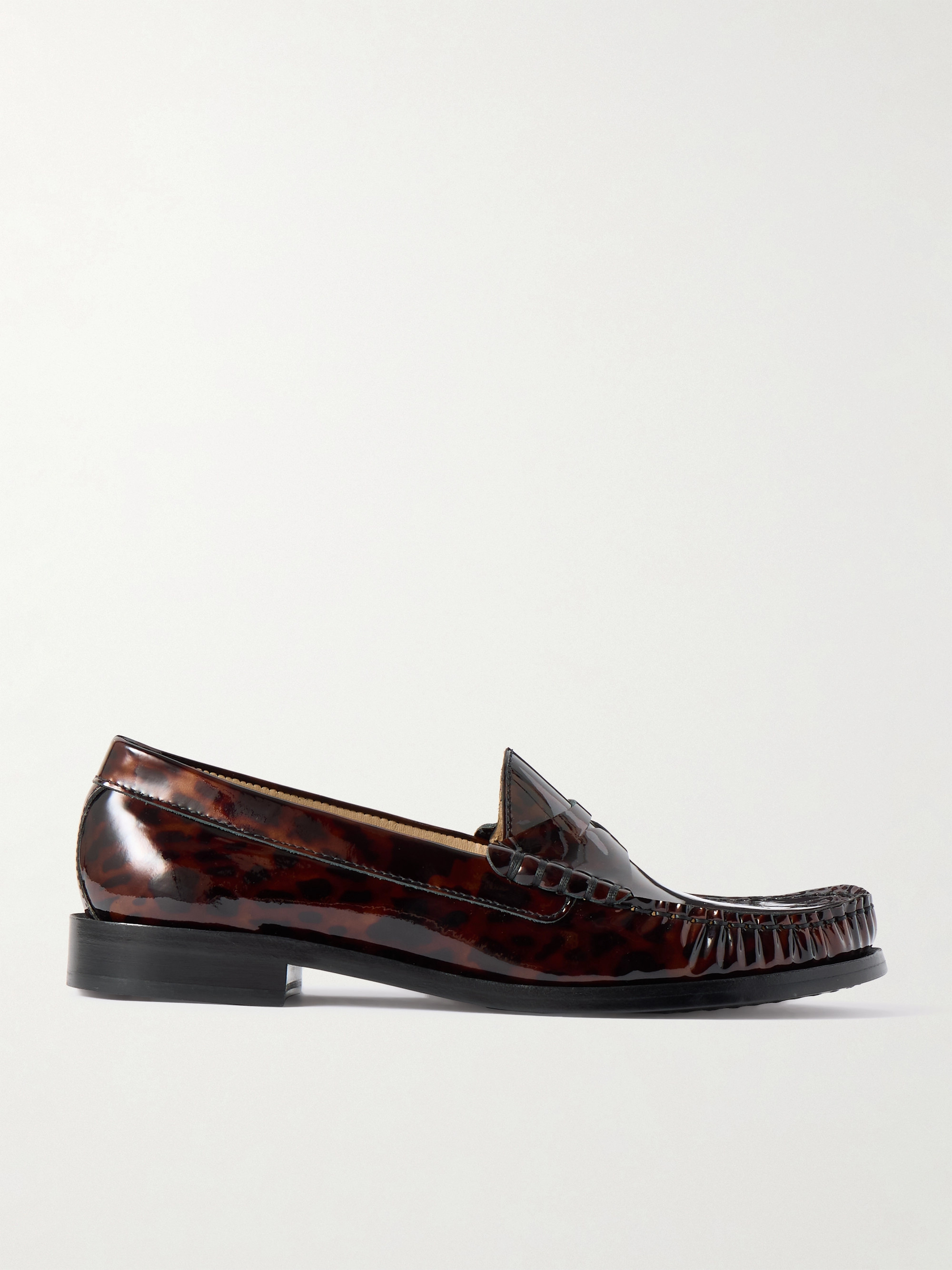 Stuart Weitzman Lottie tortoiseshell patent-leather loafers