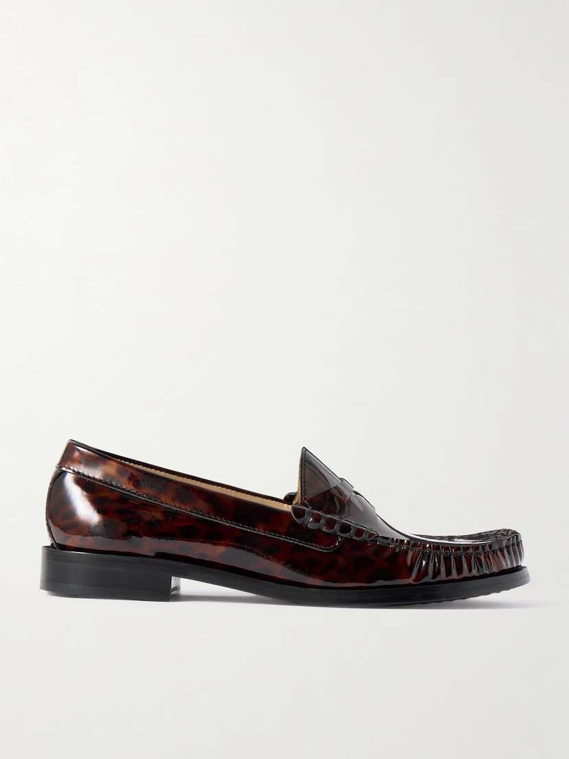 Stuart Weitzman Lottie Tortoiseshell Patent-leather Loafers