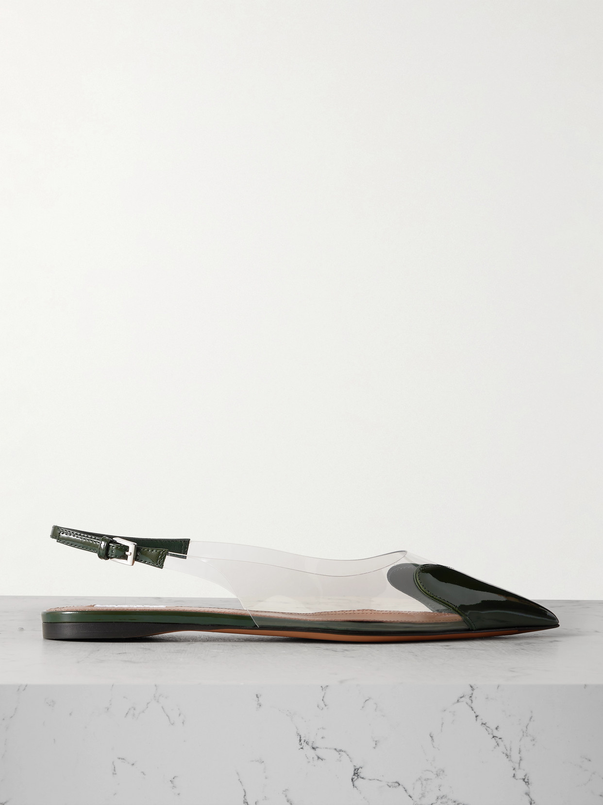 Alaïa Le Cœur Slingback Flats In Green