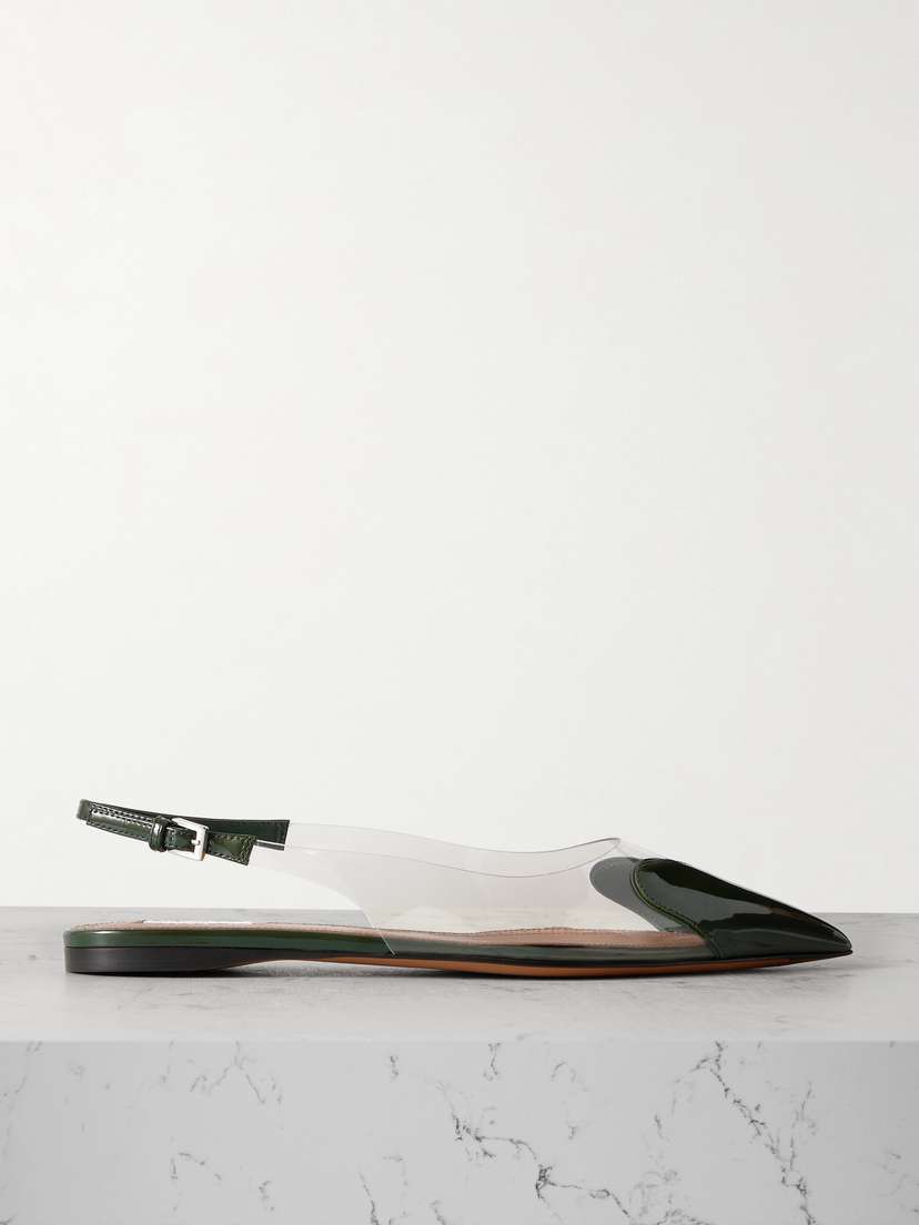 Alaïa Le Cœur Pu And Patent-leather Slingback Point-toe Flats
