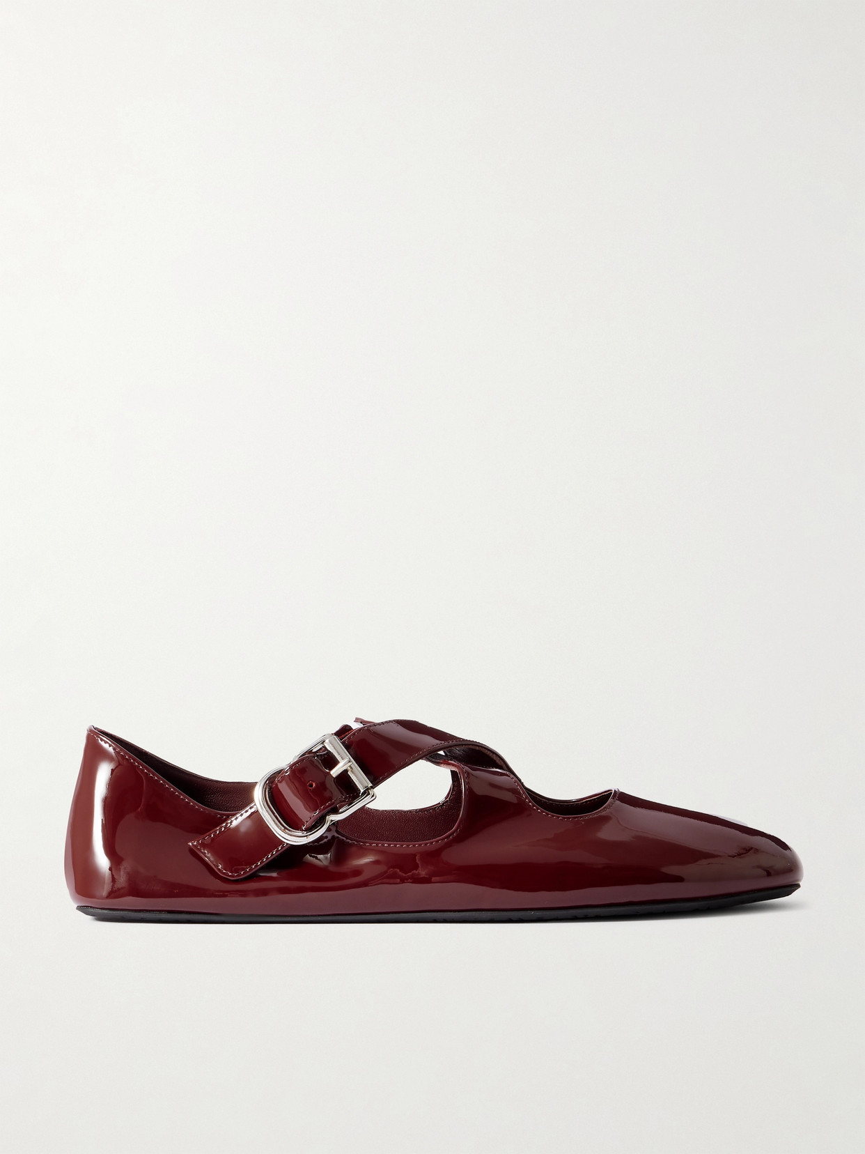 Alaïa Patent Leather Criss-cross Ballet Flats In Burgundy
