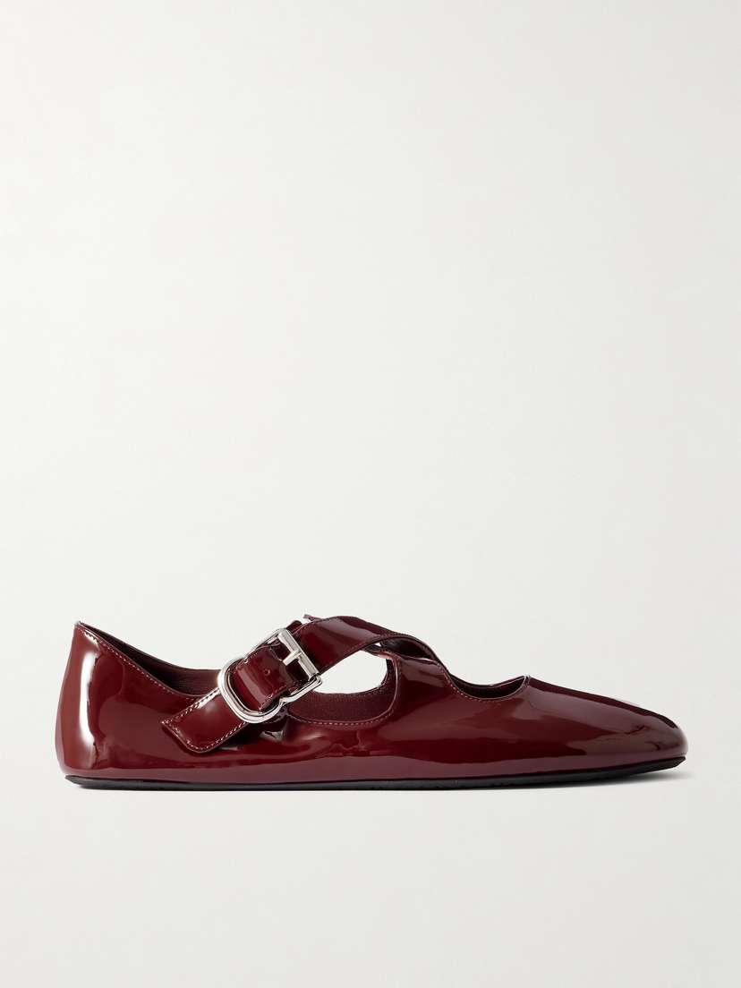 Alaïa Criss Cross Patent-leather Ballet Flats