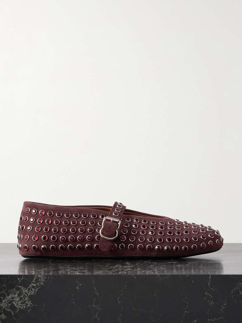 Alaïa Crystal-embellished Suede Ballet Flats