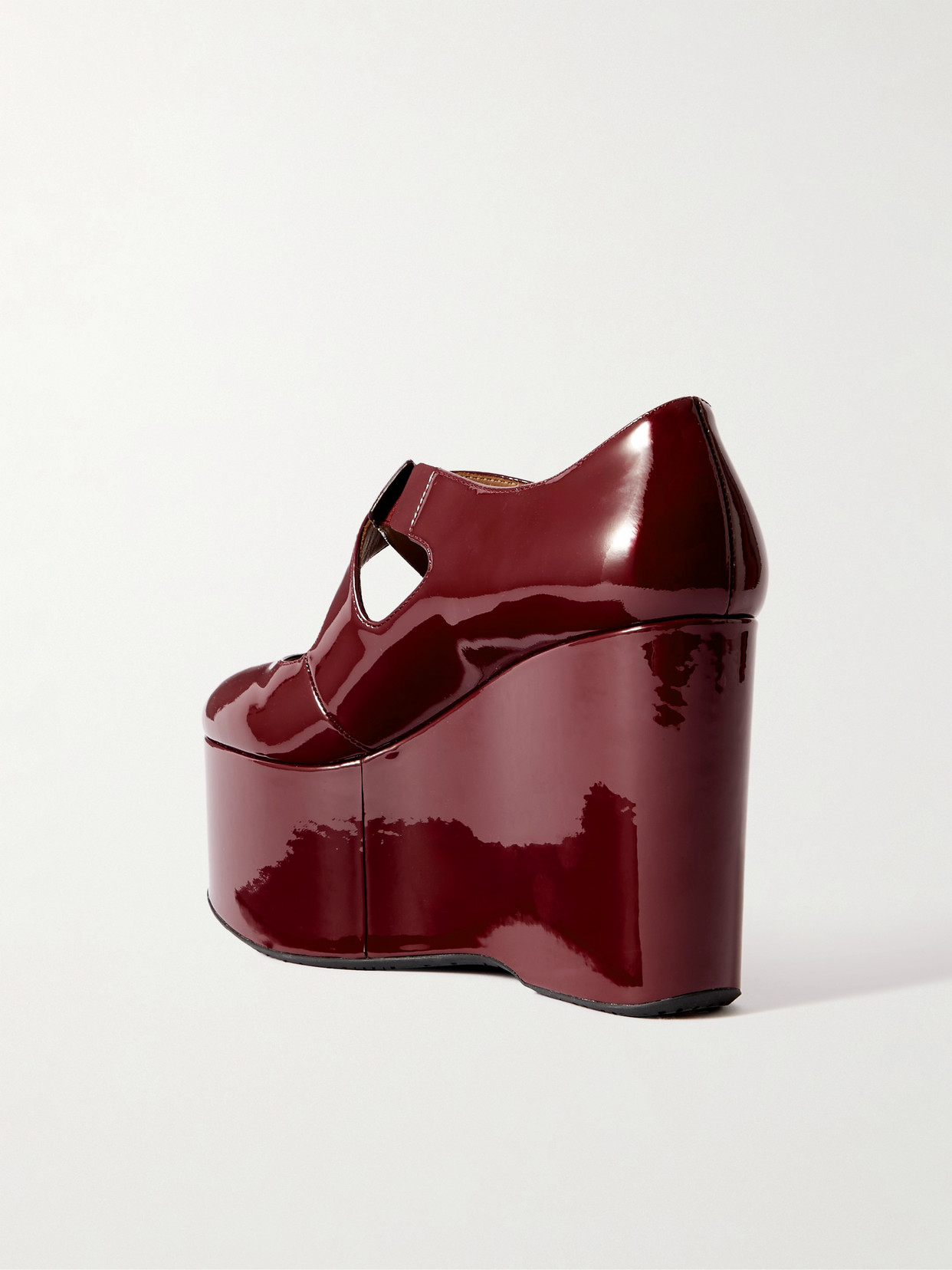 Alaïa 110 Patent-leather Platform Wedge Mary Jane Pumps In Burgundy