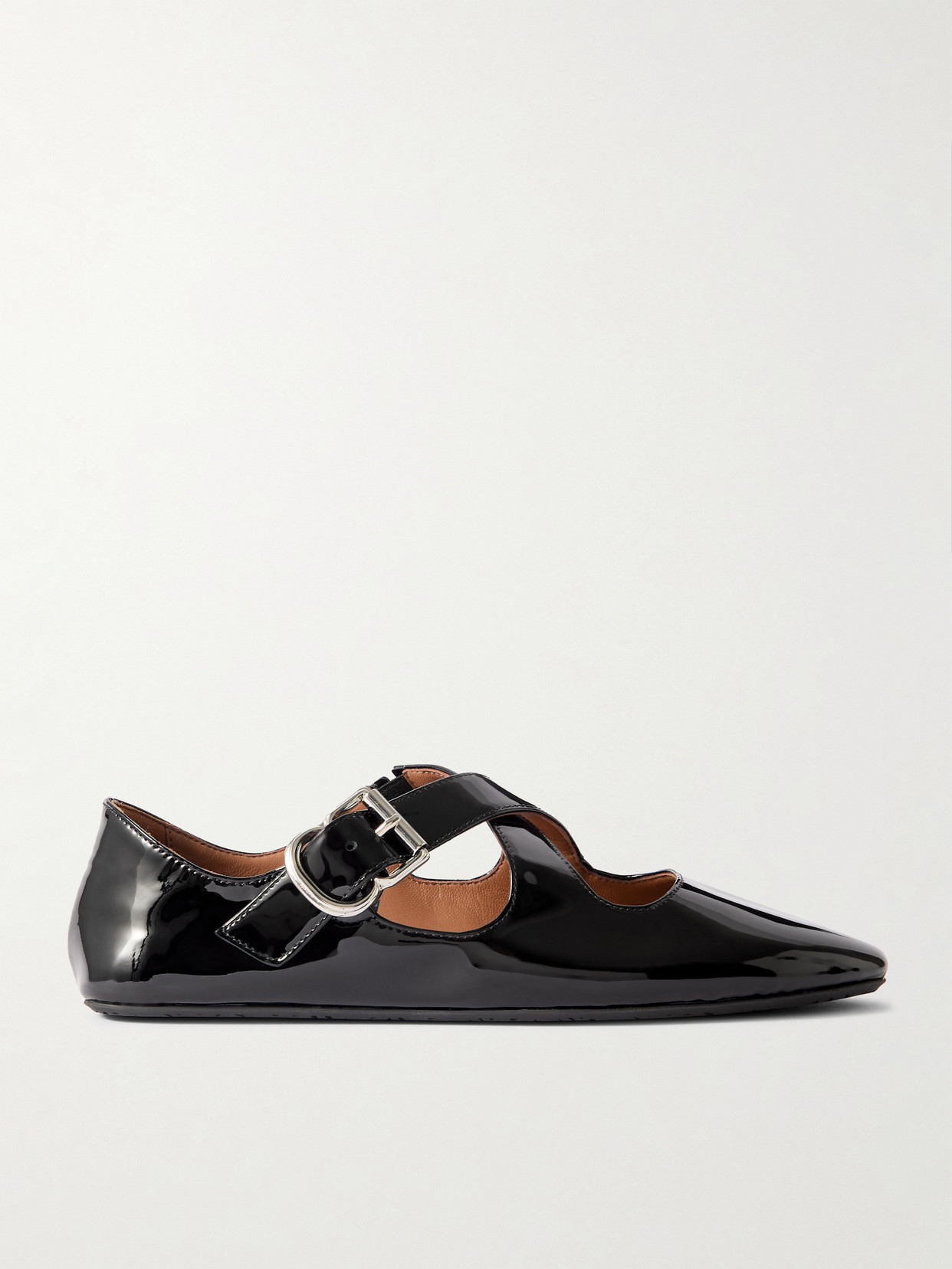 Alaïa Alaia Black Criss-crossed Ballerina Flat In Patent Leather Women In Black