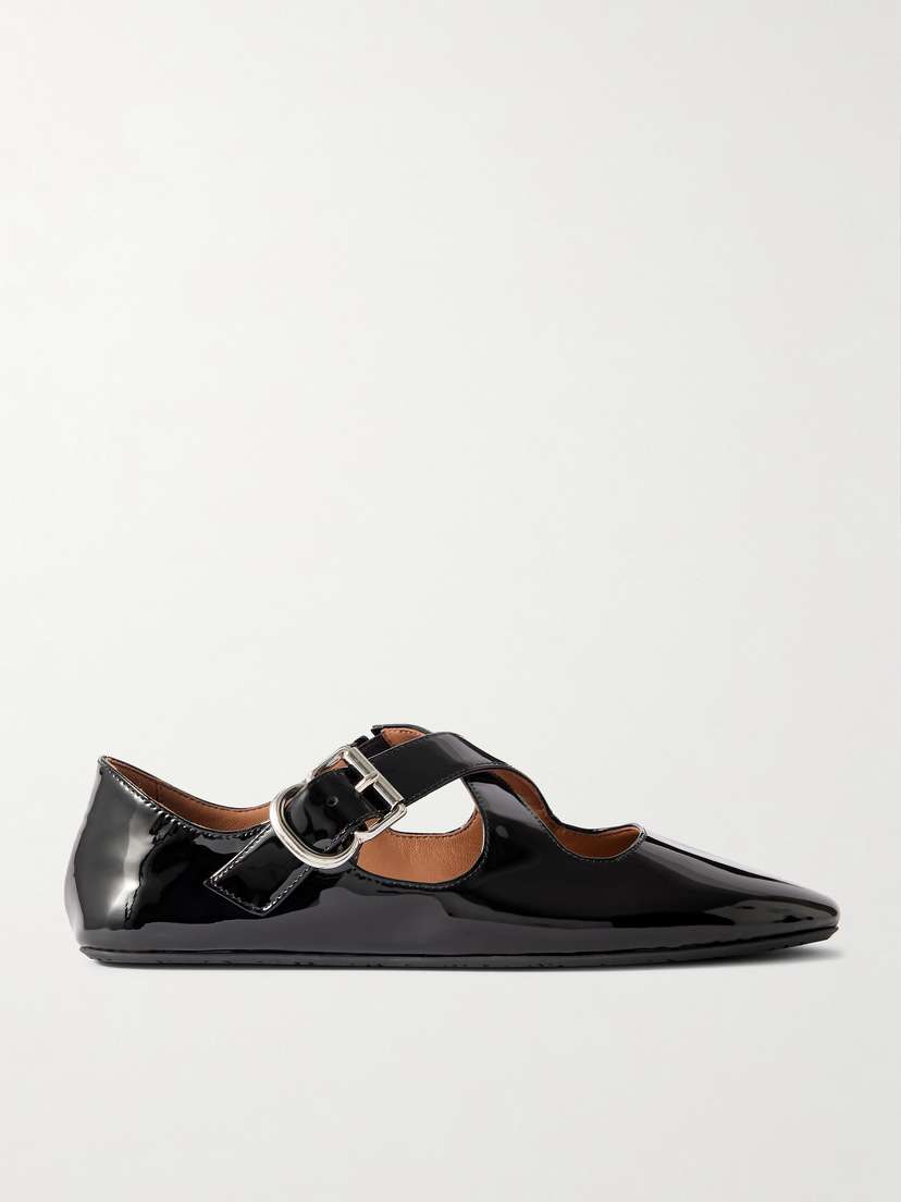 Alaïa Criss Cross Patent-leather Ballet Flats