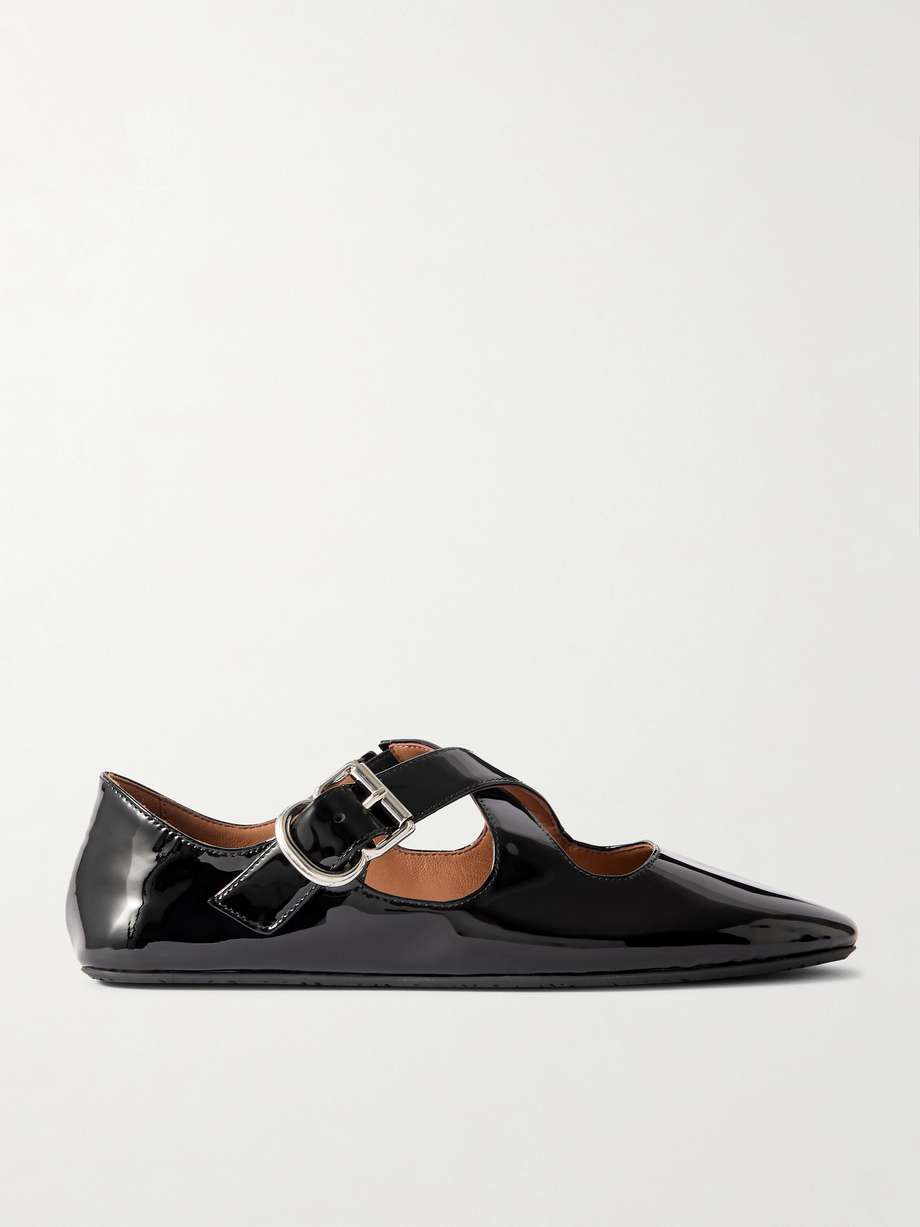 Criss Cross Buckled Metallic Eel Ballet Flats